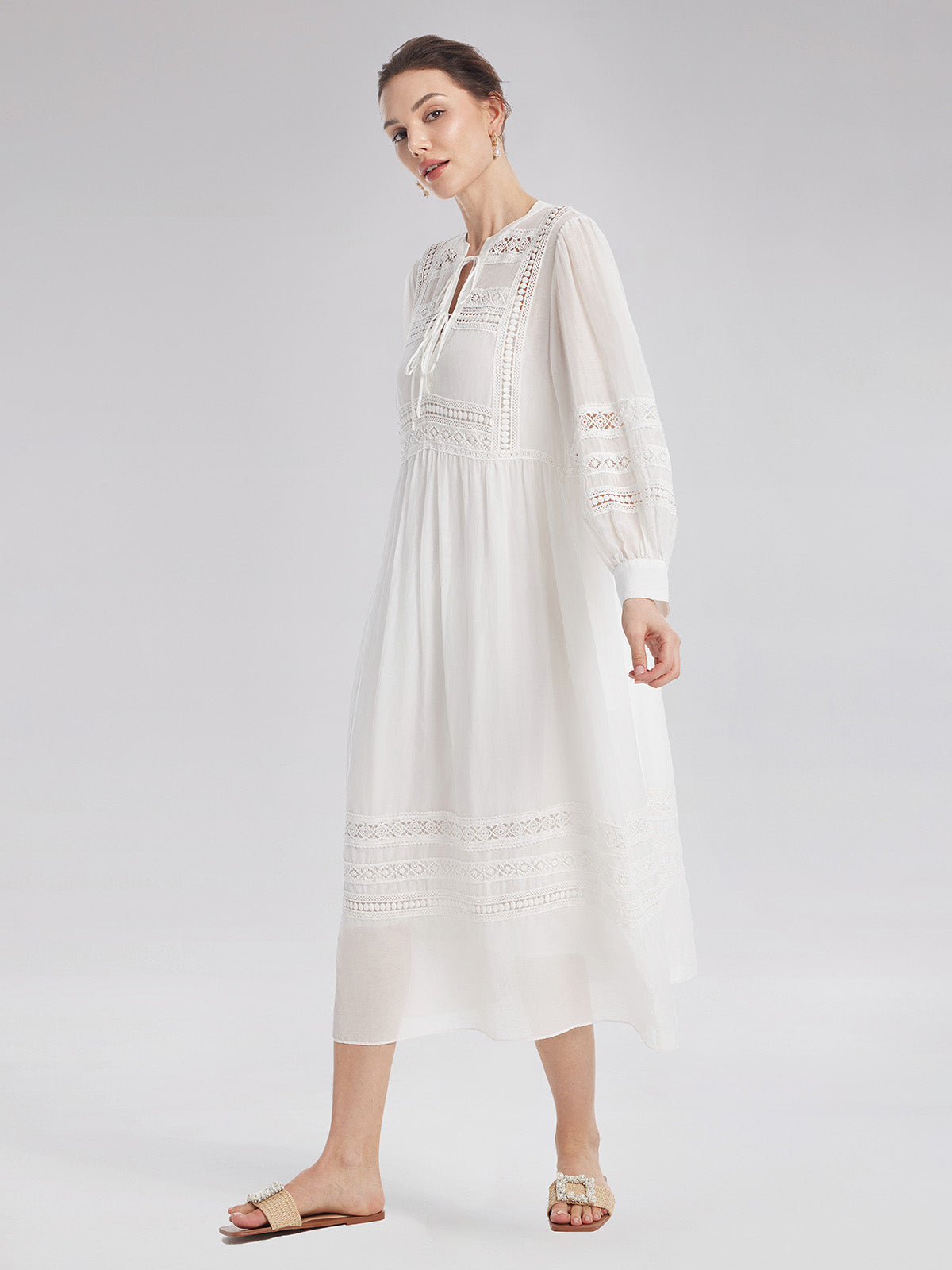 Cutout Embroidered Lacing Dress