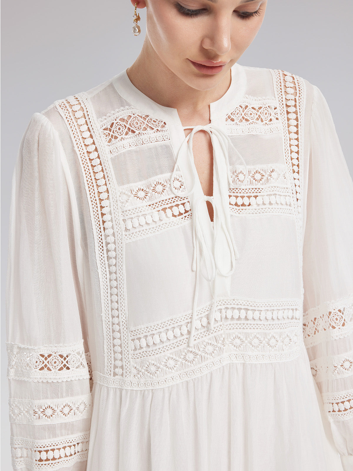 Cutout Embroidered Lacing Dress