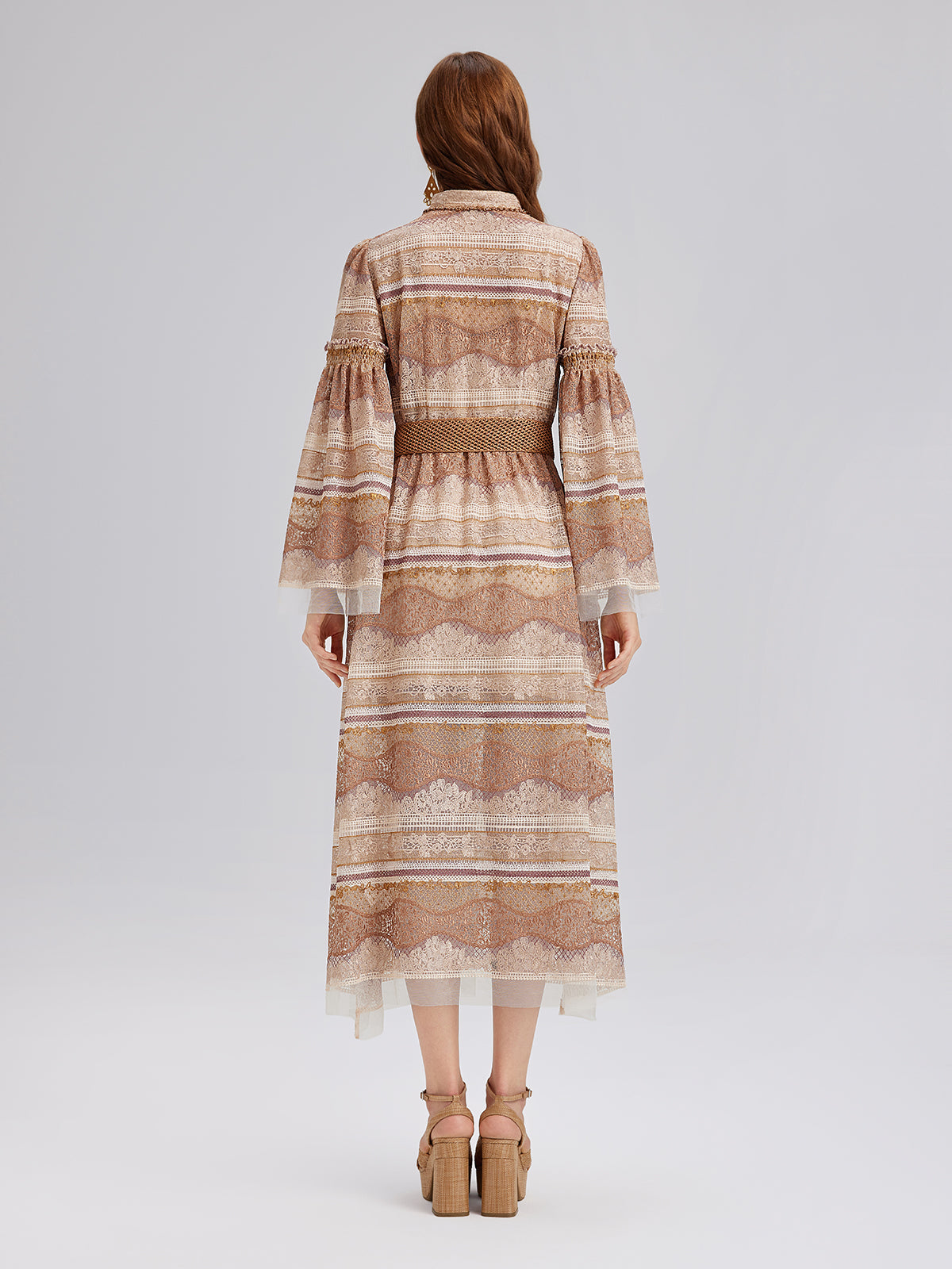 Embroidered Ruffle Collar Bohemian Dress