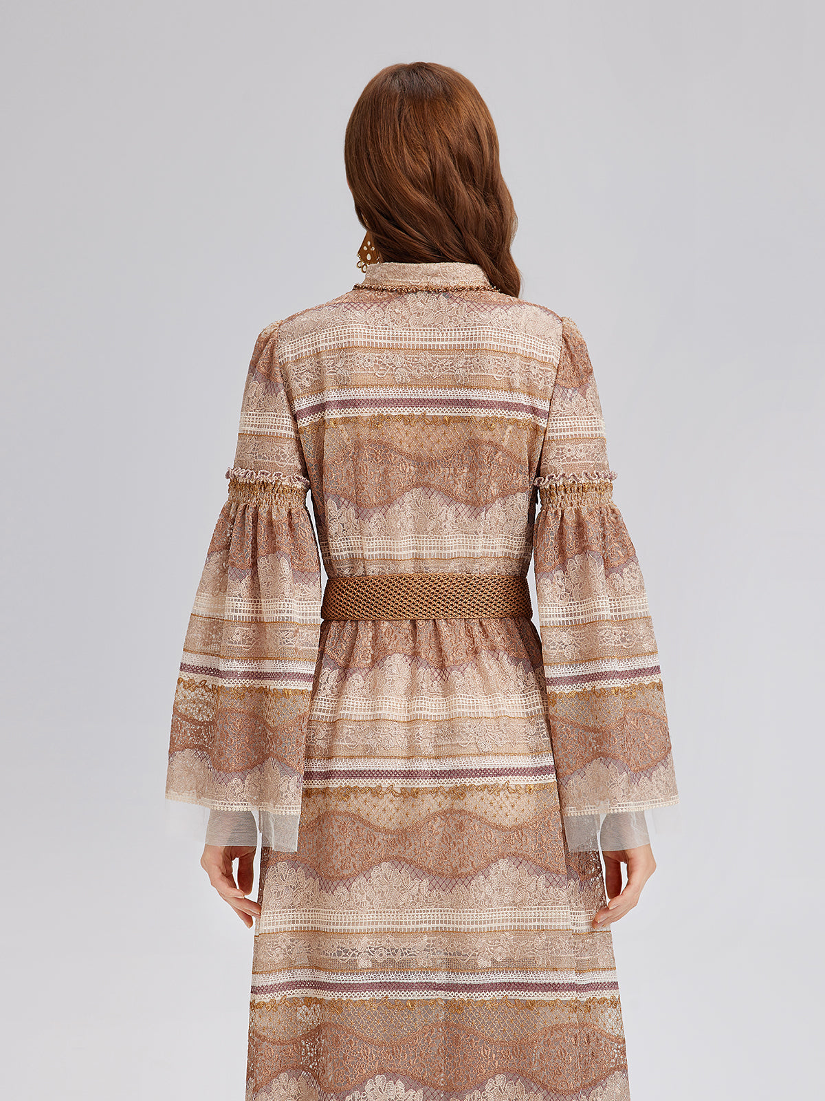 Embroidered Ruffle Collar Bohemian Dress