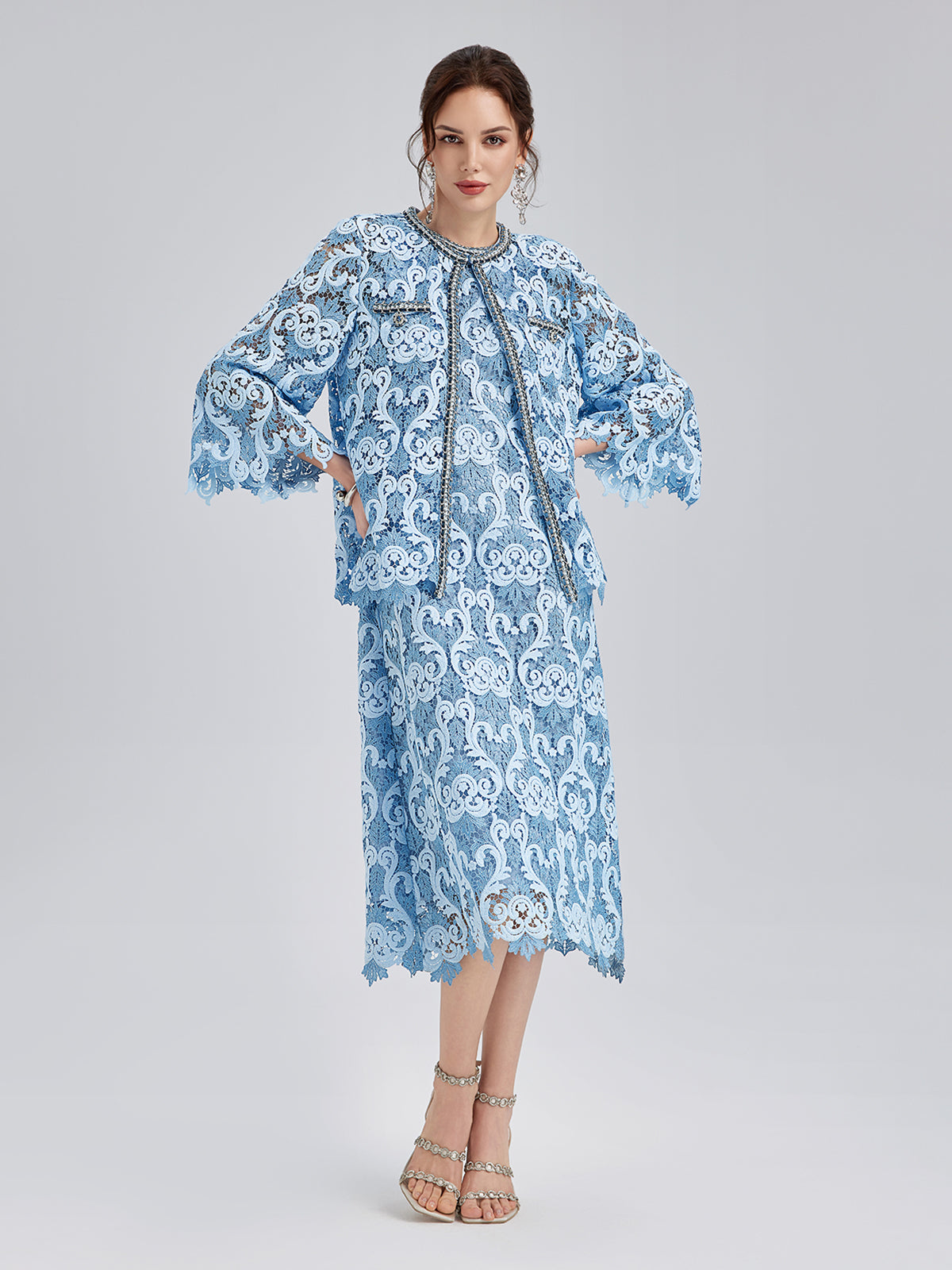 Baroque Two-Tone Lace Dress