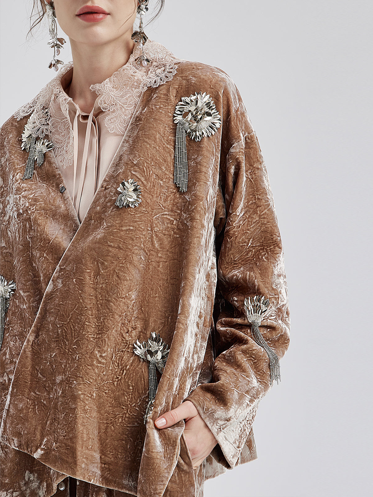 Silk Velvet Tassel Beaded Set