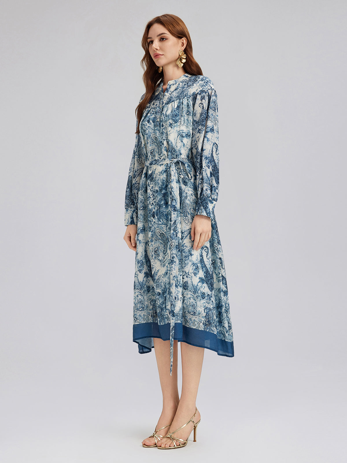 Loose Printed Sun Protection Ramie Dress