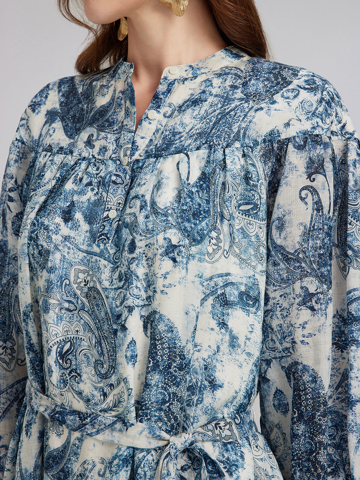 Loose Printed Sun Protection Ramie Dress