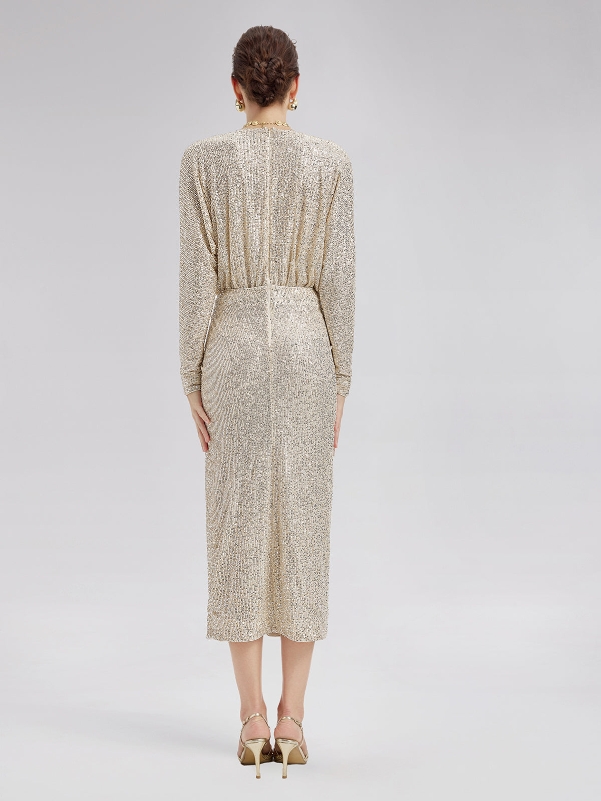 Elegant V-Neck Sequin Dress