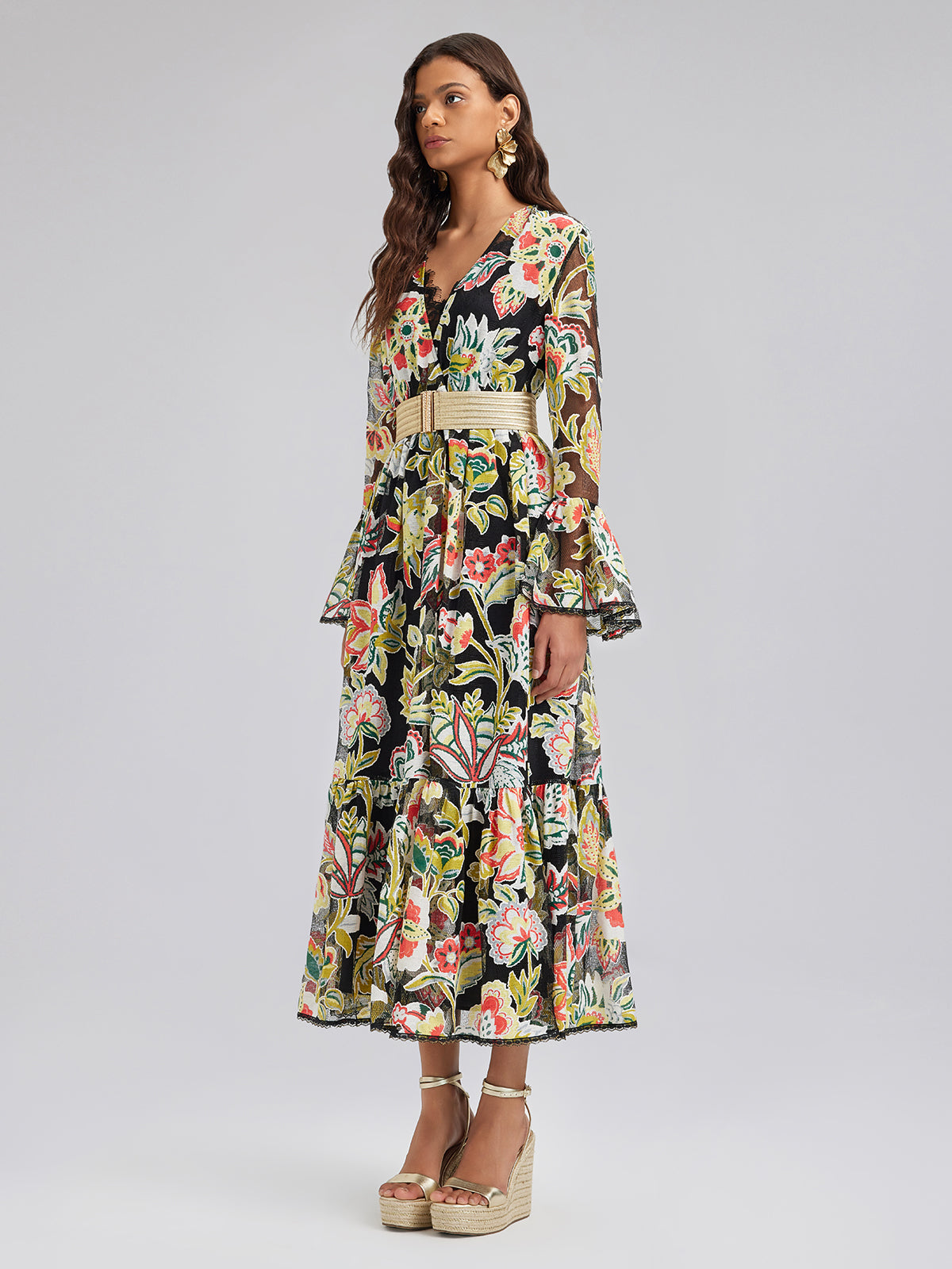 Vacation Lace Jacquard Print Dress