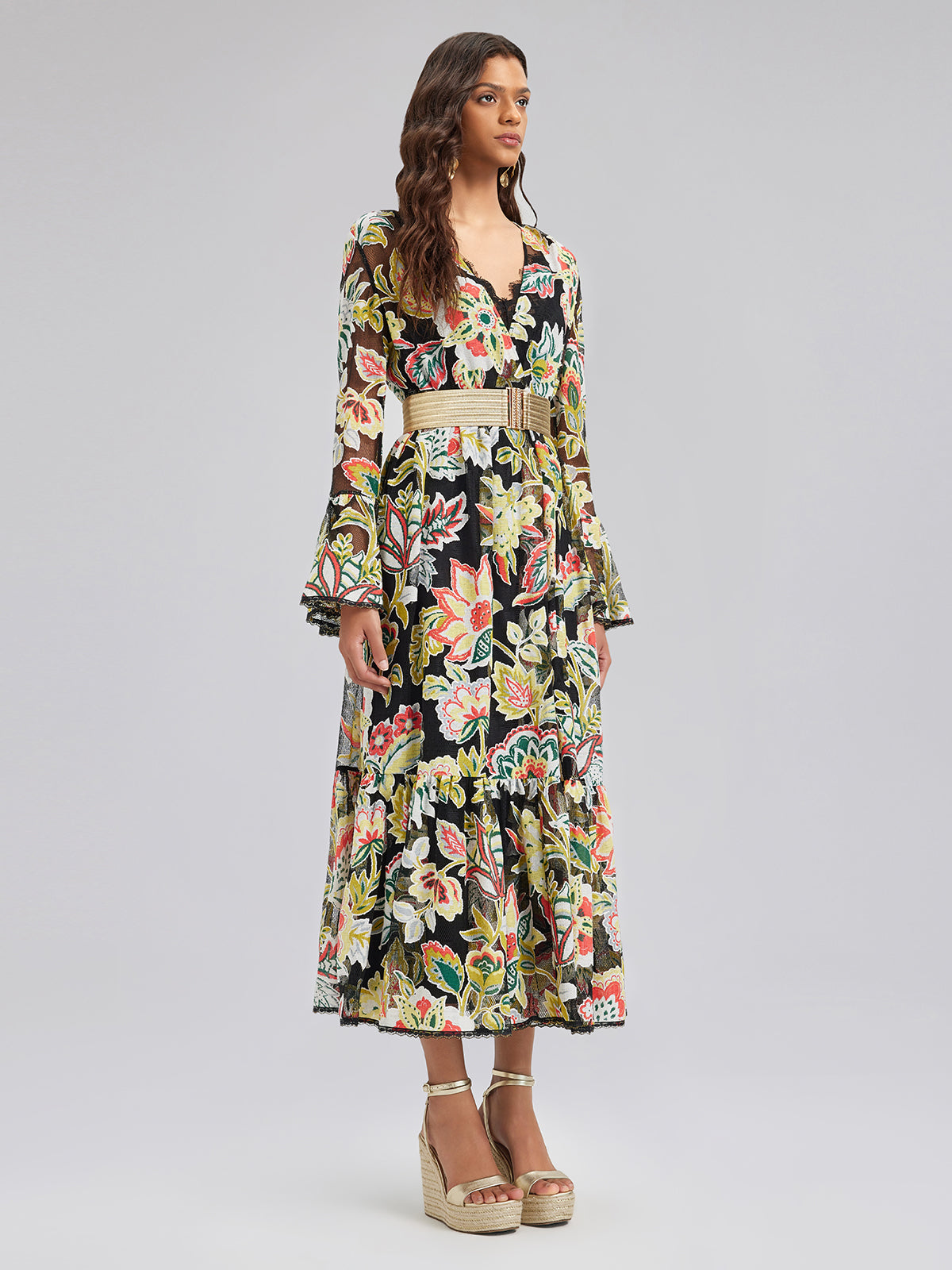 Vacation Lace Jacquard Print Dress