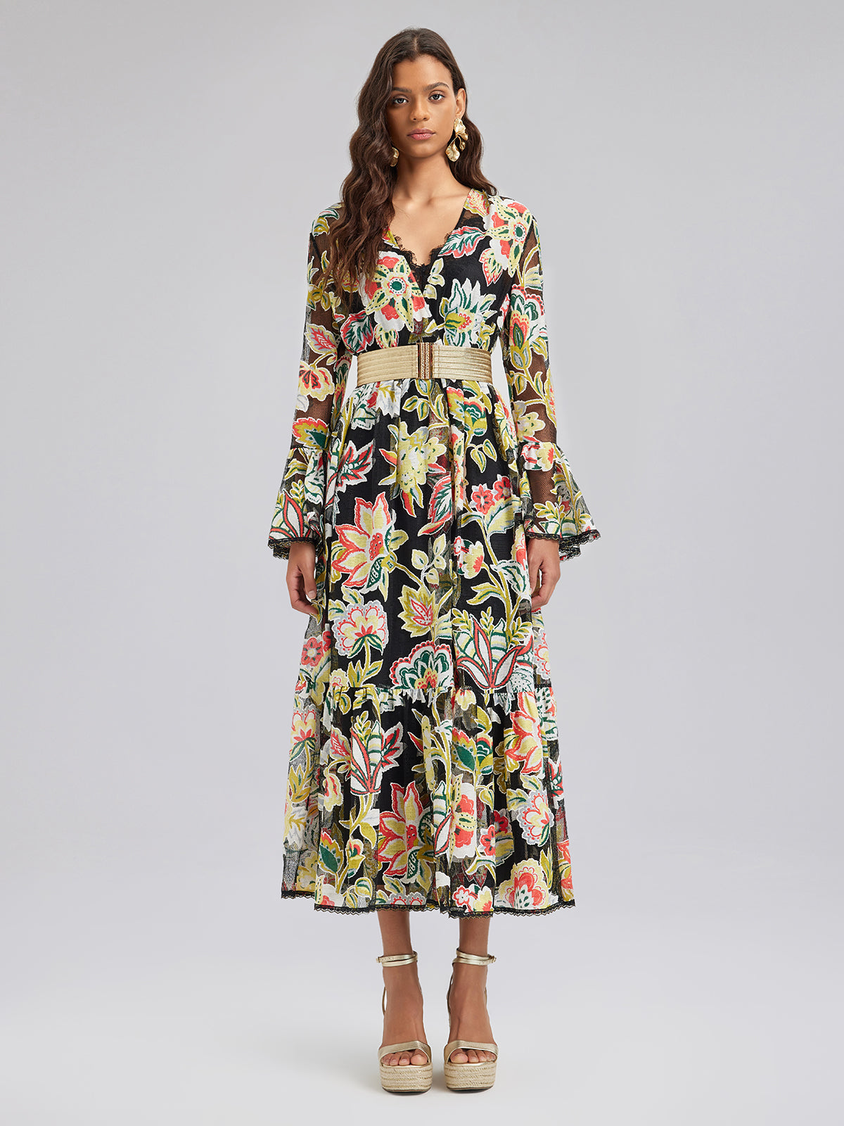 Vacation Lace Jacquard Print Dress