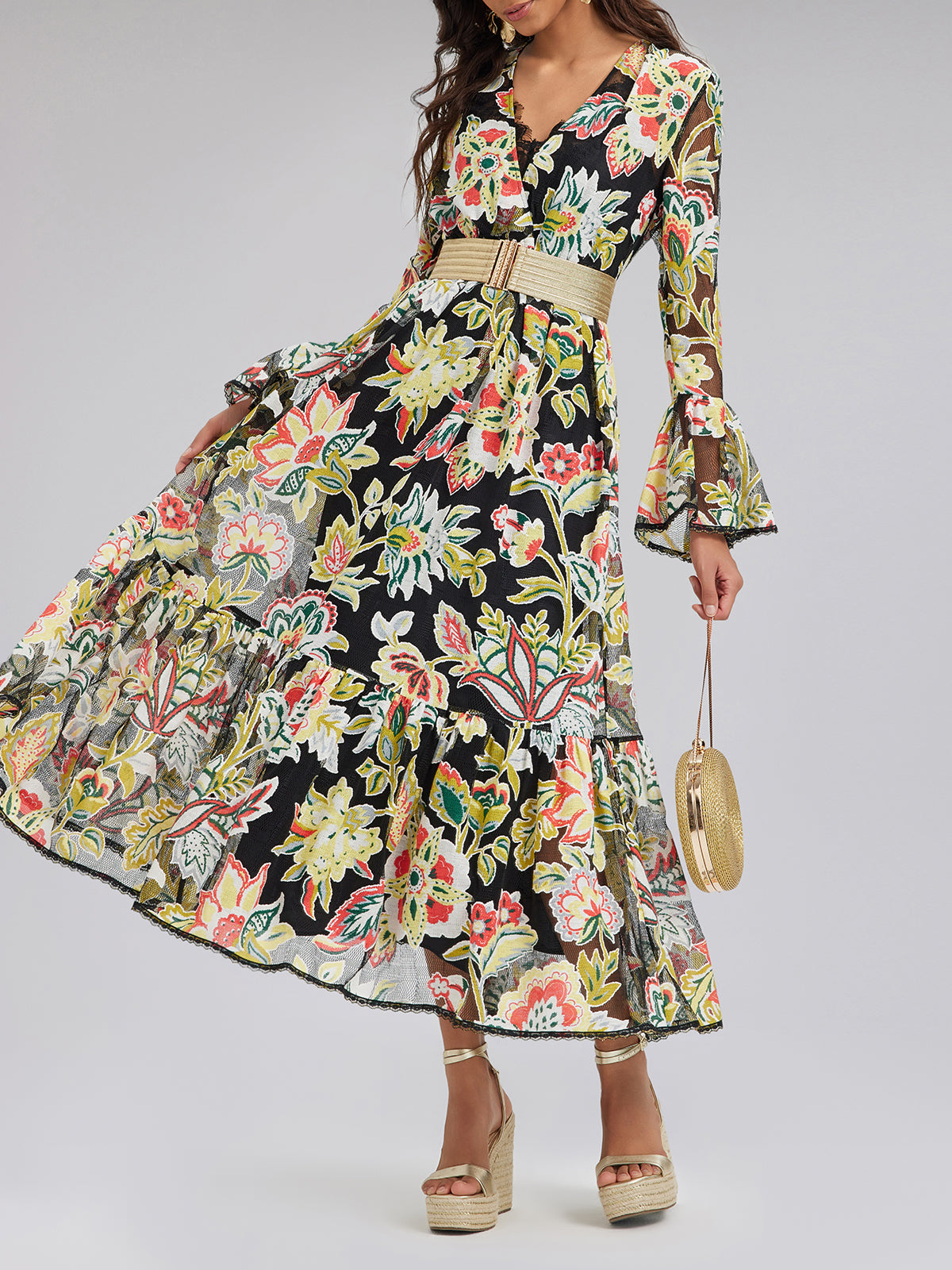Vacation Lace Jacquard Print Dress