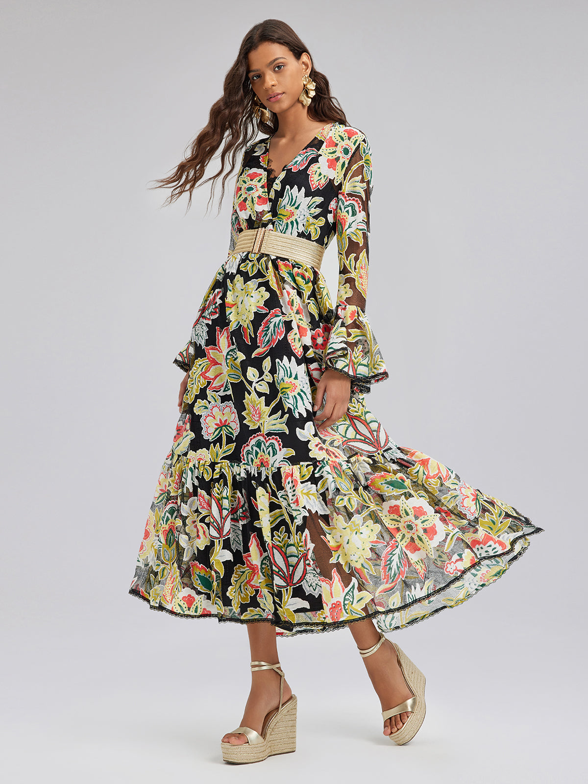 Vacation Lace Jacquard Print Dress