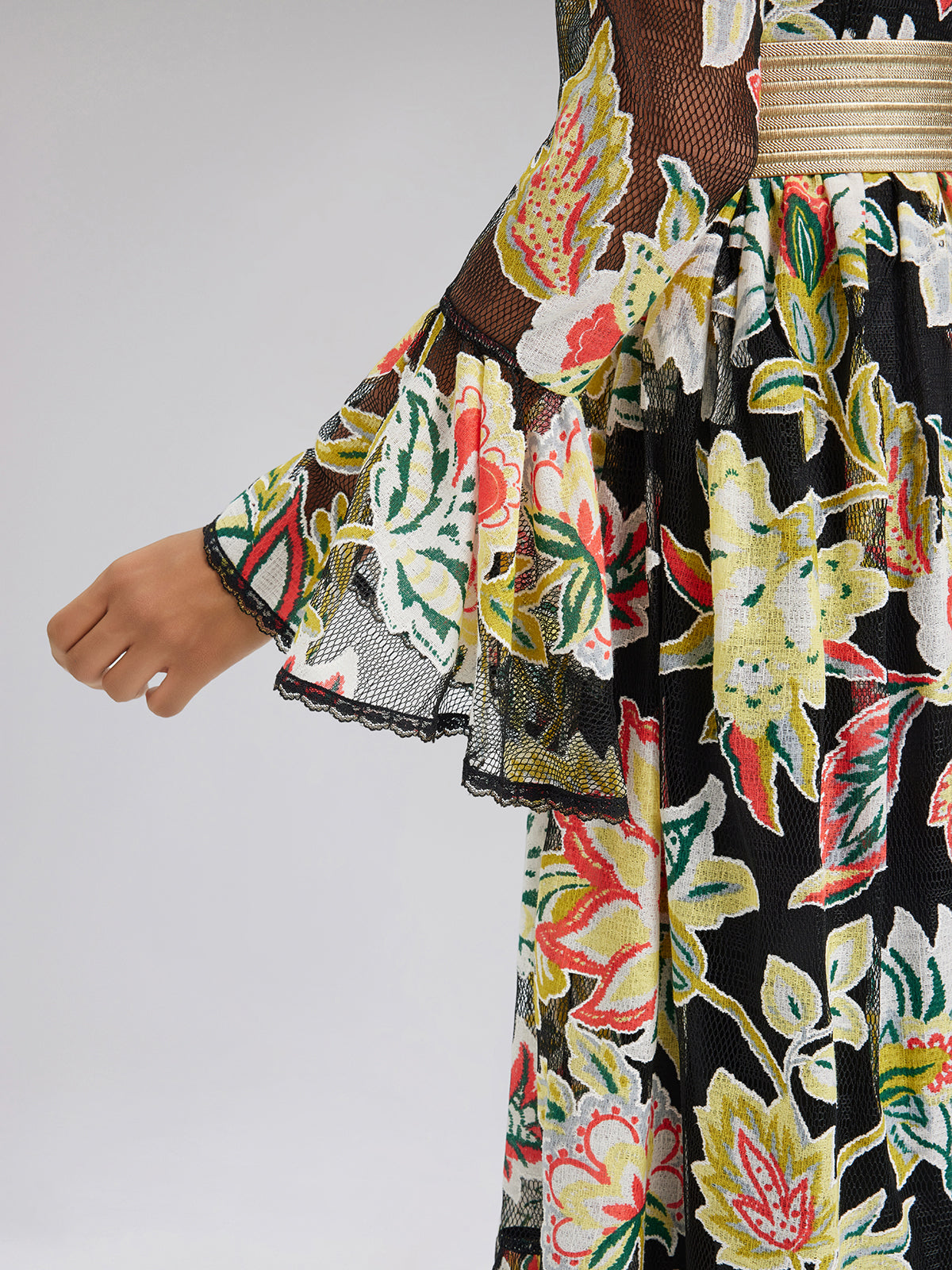 Vacation Lace Jacquard Print Dress