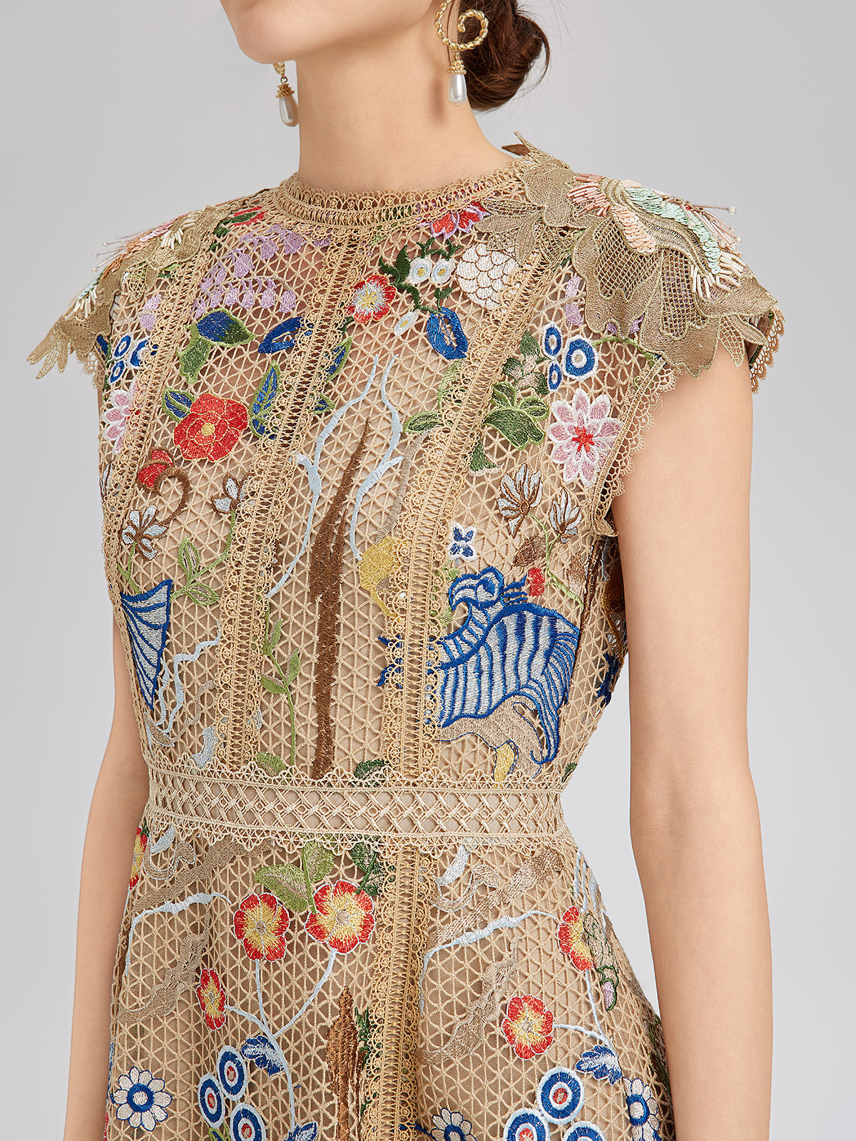 Embroidered Colorful Floral Artistic Dress
