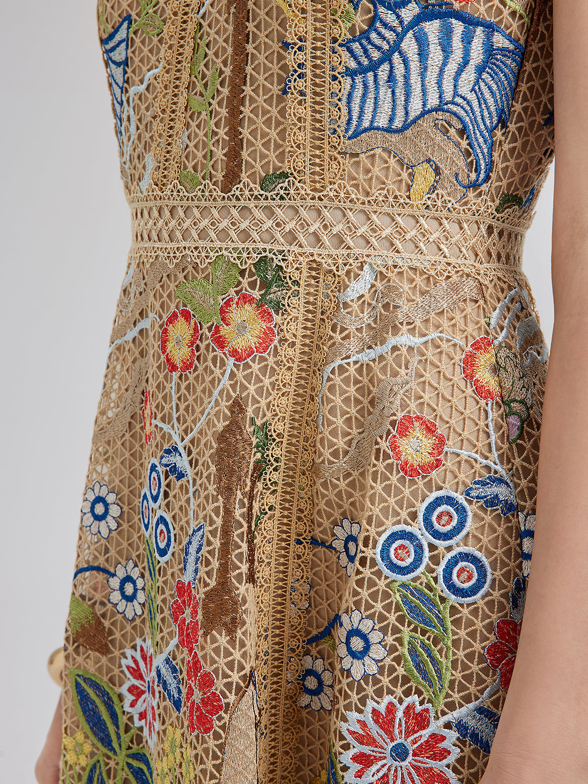 Embroidered Colorful Floral Artistic Dress