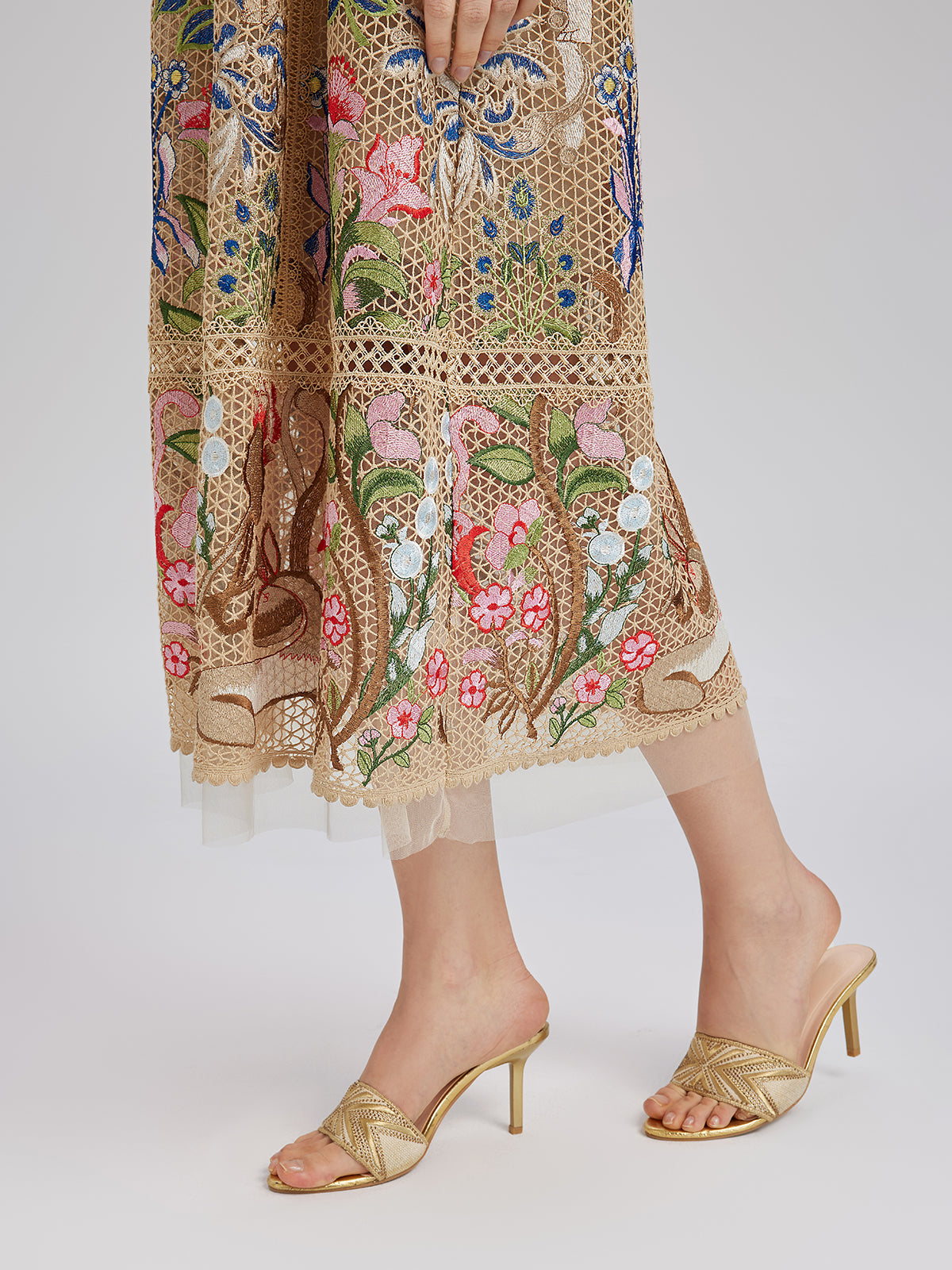 Embroidered Colorful Floral Artistic Dress