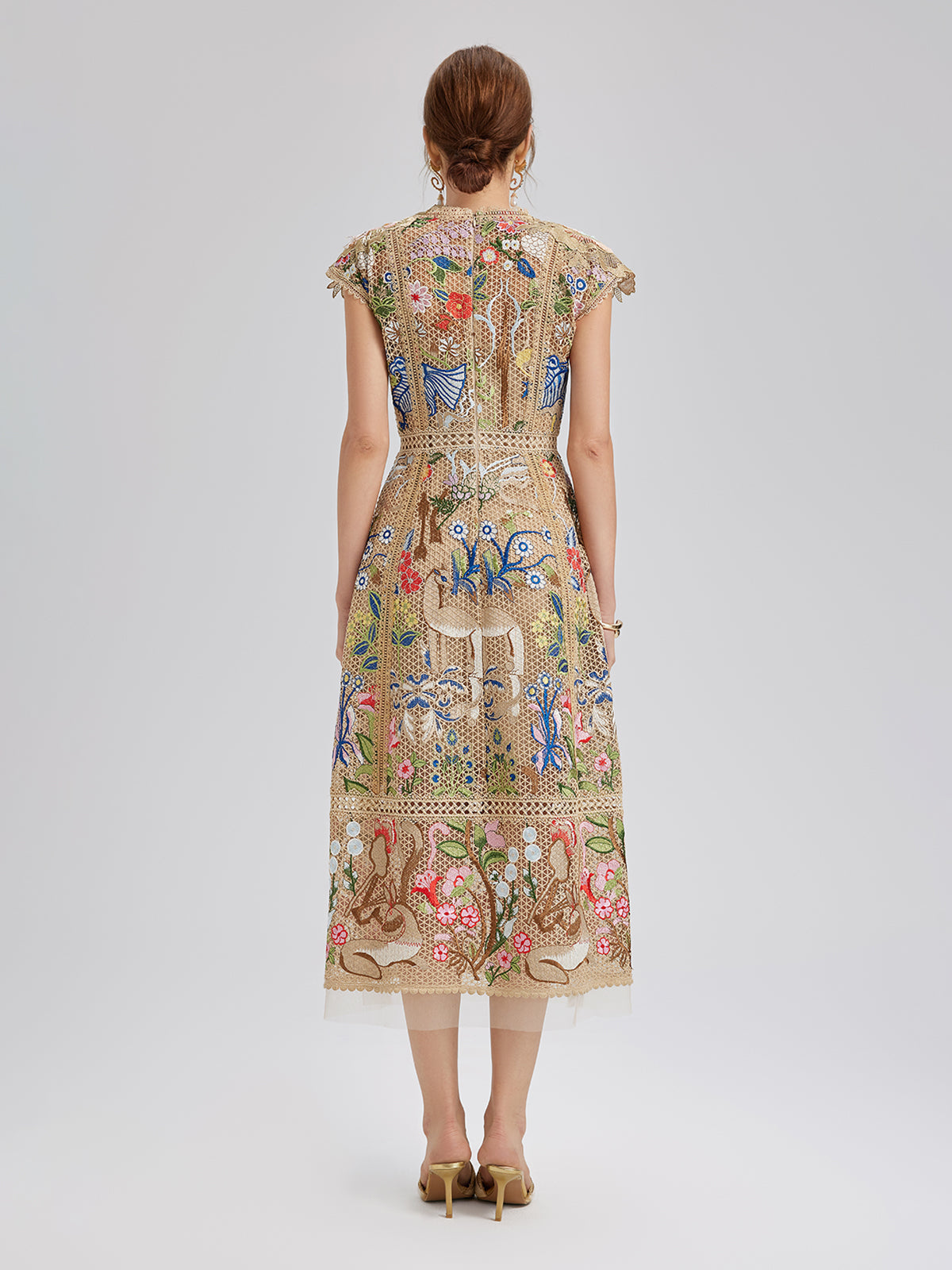 Embroidered Colorful Floral Artistic Dress