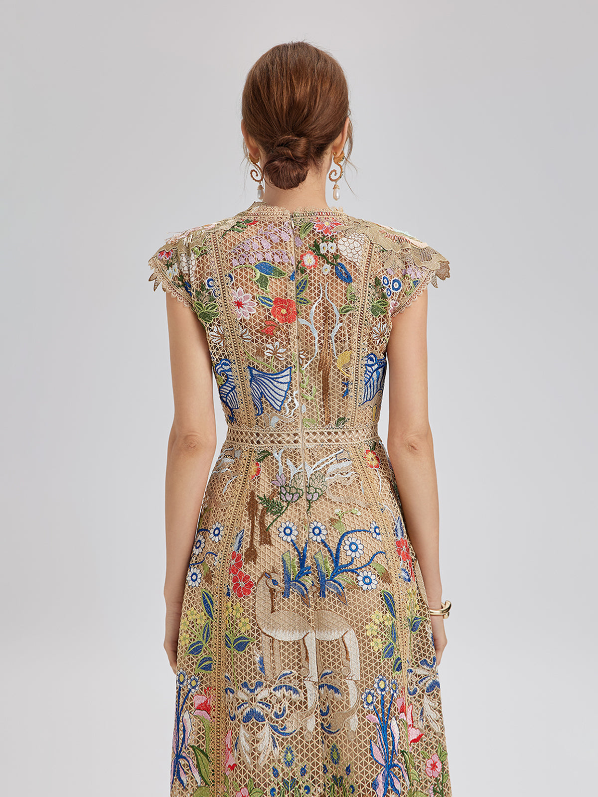 Embroidered Colorful Floral Artistic Dress