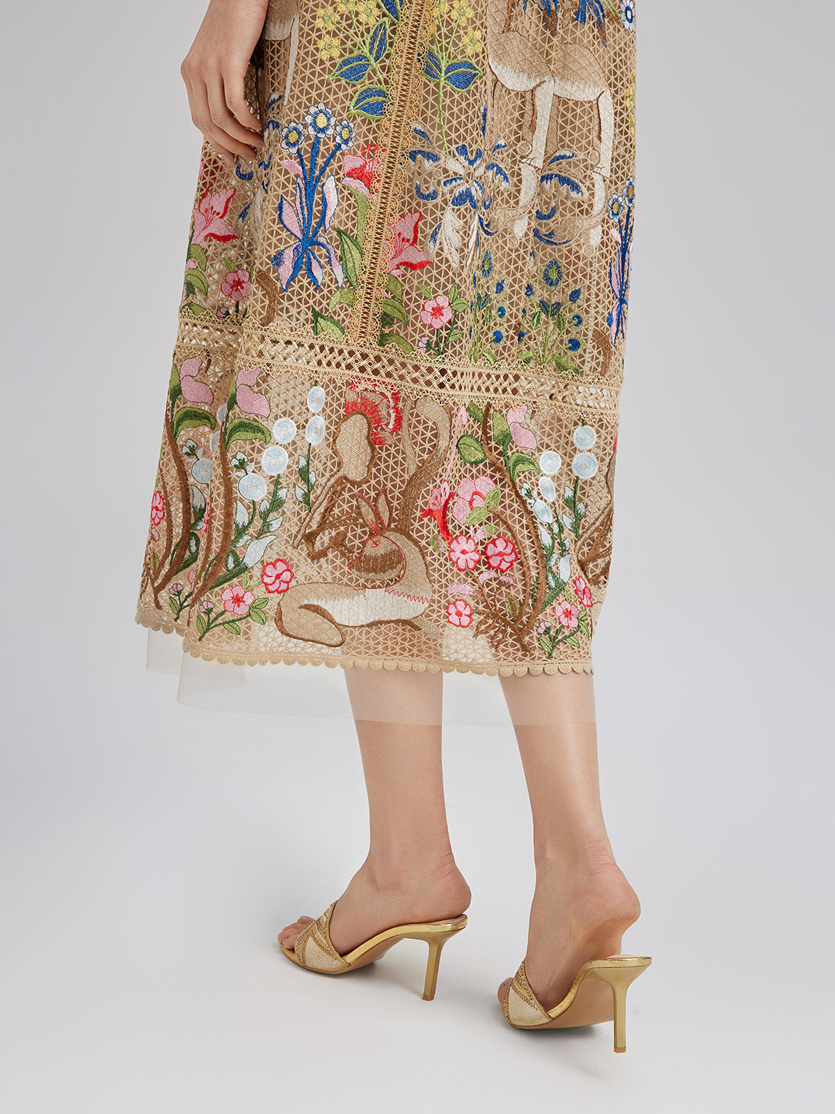 Embroidered Colorful Floral Artistic Dress