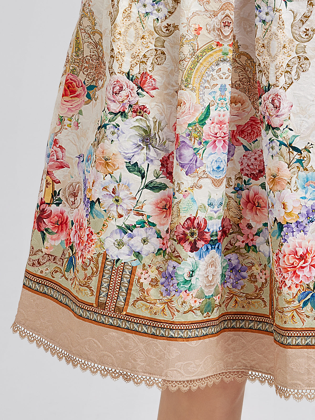 Hand-Beaded Silk Jacquard Regal Print Dress