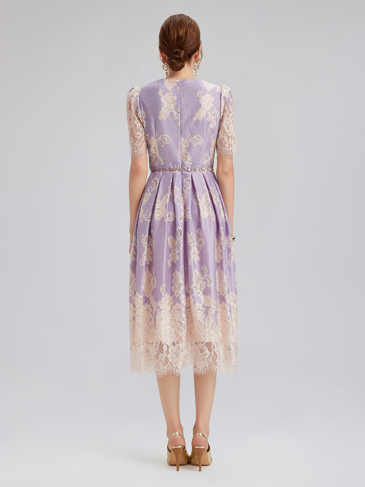 Soft Lace Inset Colorblock Dress