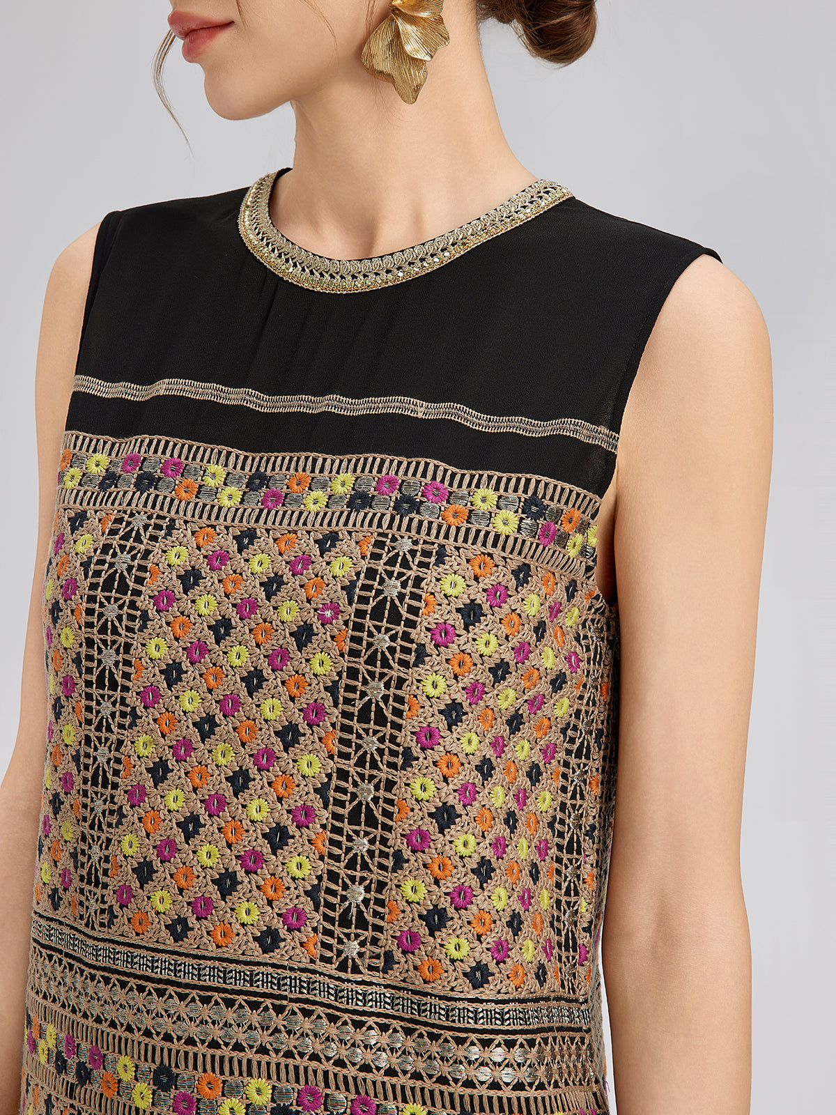 Embroidered Fringe Bohemian Dress