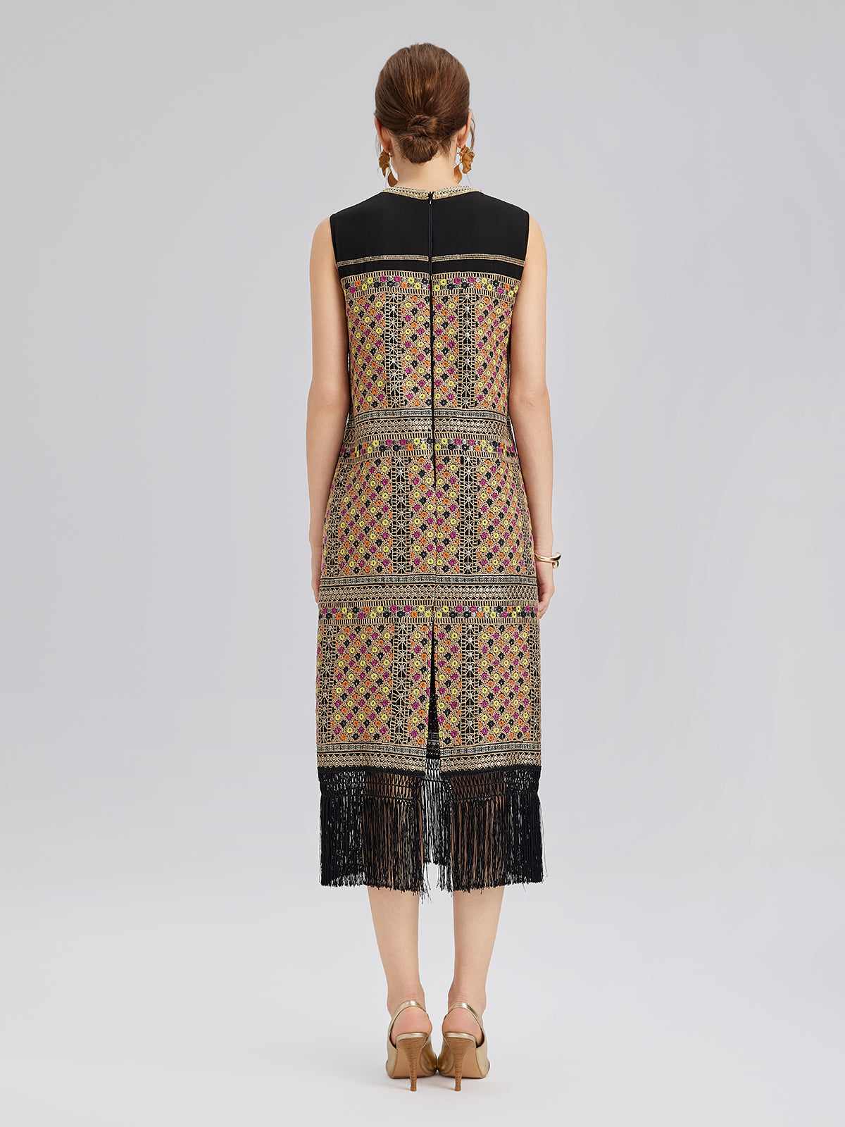 Embroidered Fringe Bohemian Dress