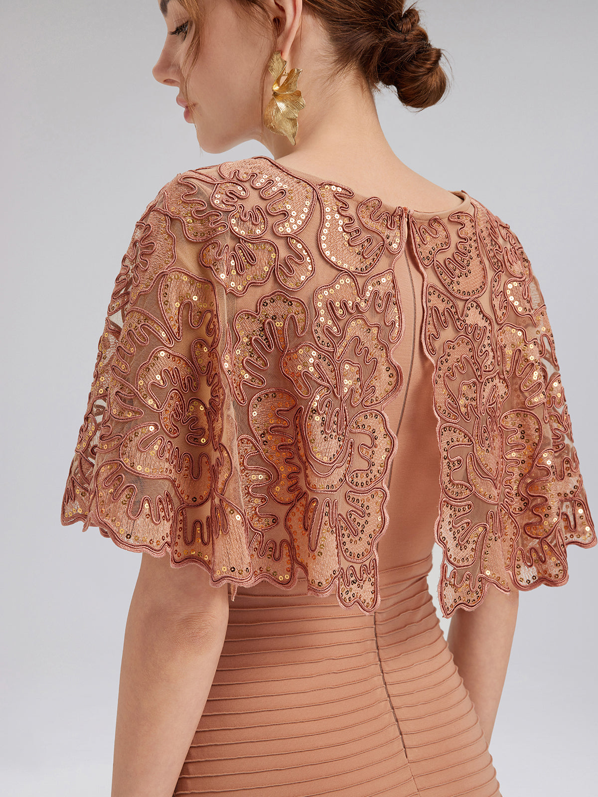 Sequin Ruffle Stretch Fitted Dress