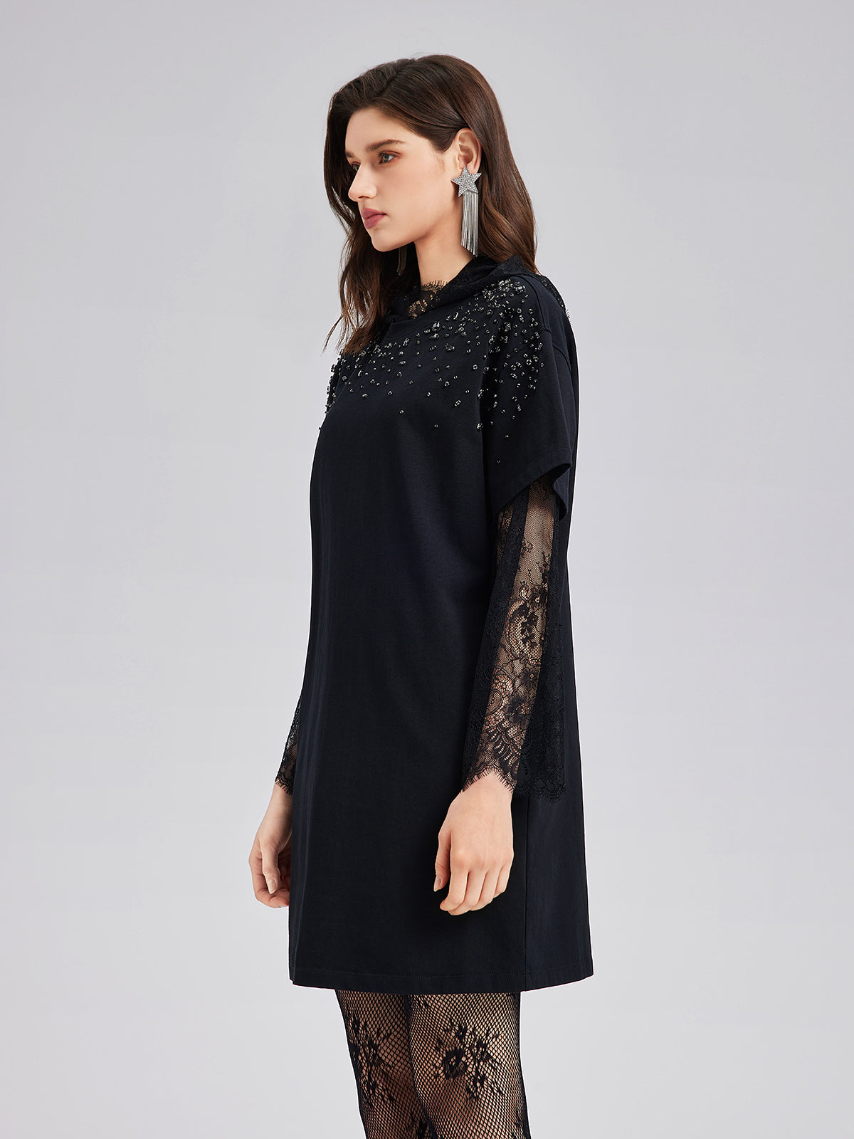 Hand-Beaded Washed Knit Dress