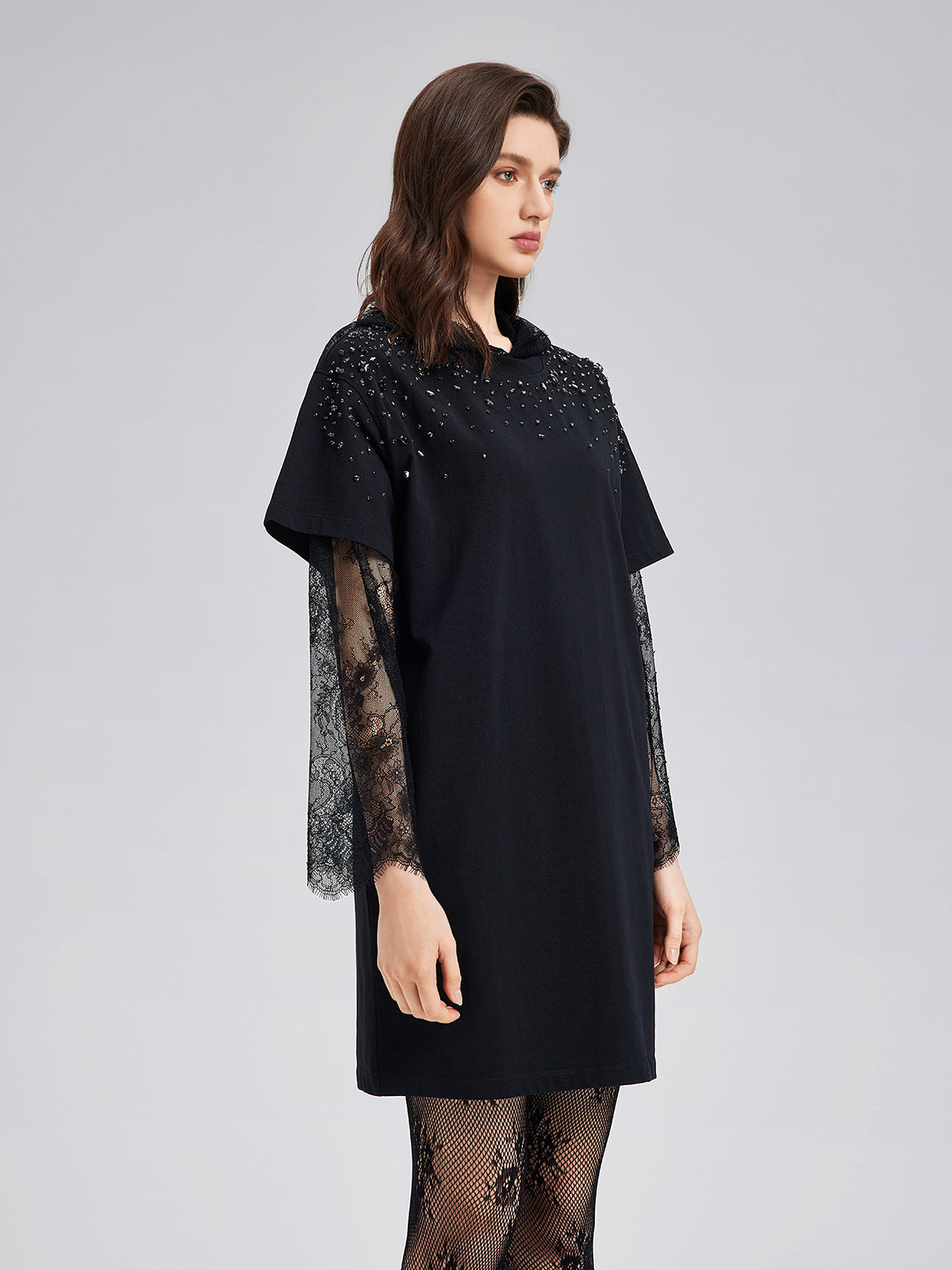Hand-Beaded Washed Knit Dress