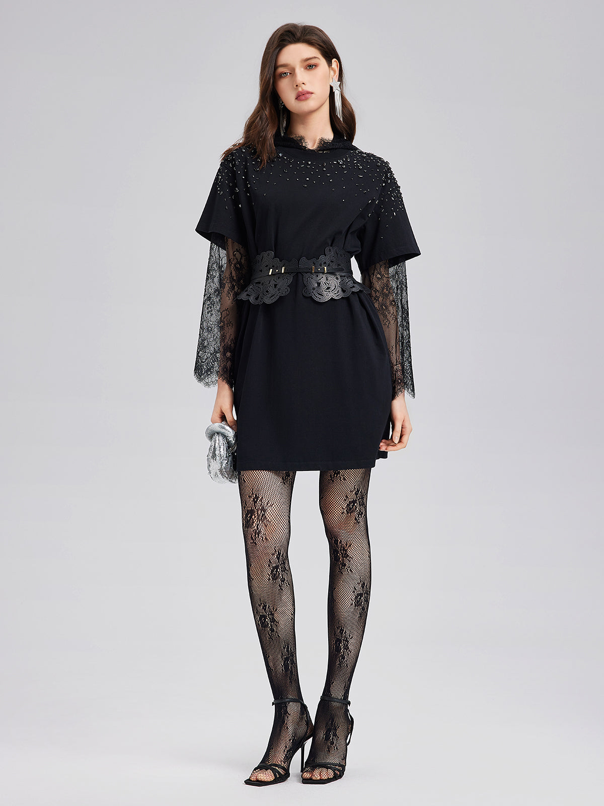 Hand-Beaded Washed Knit Dress