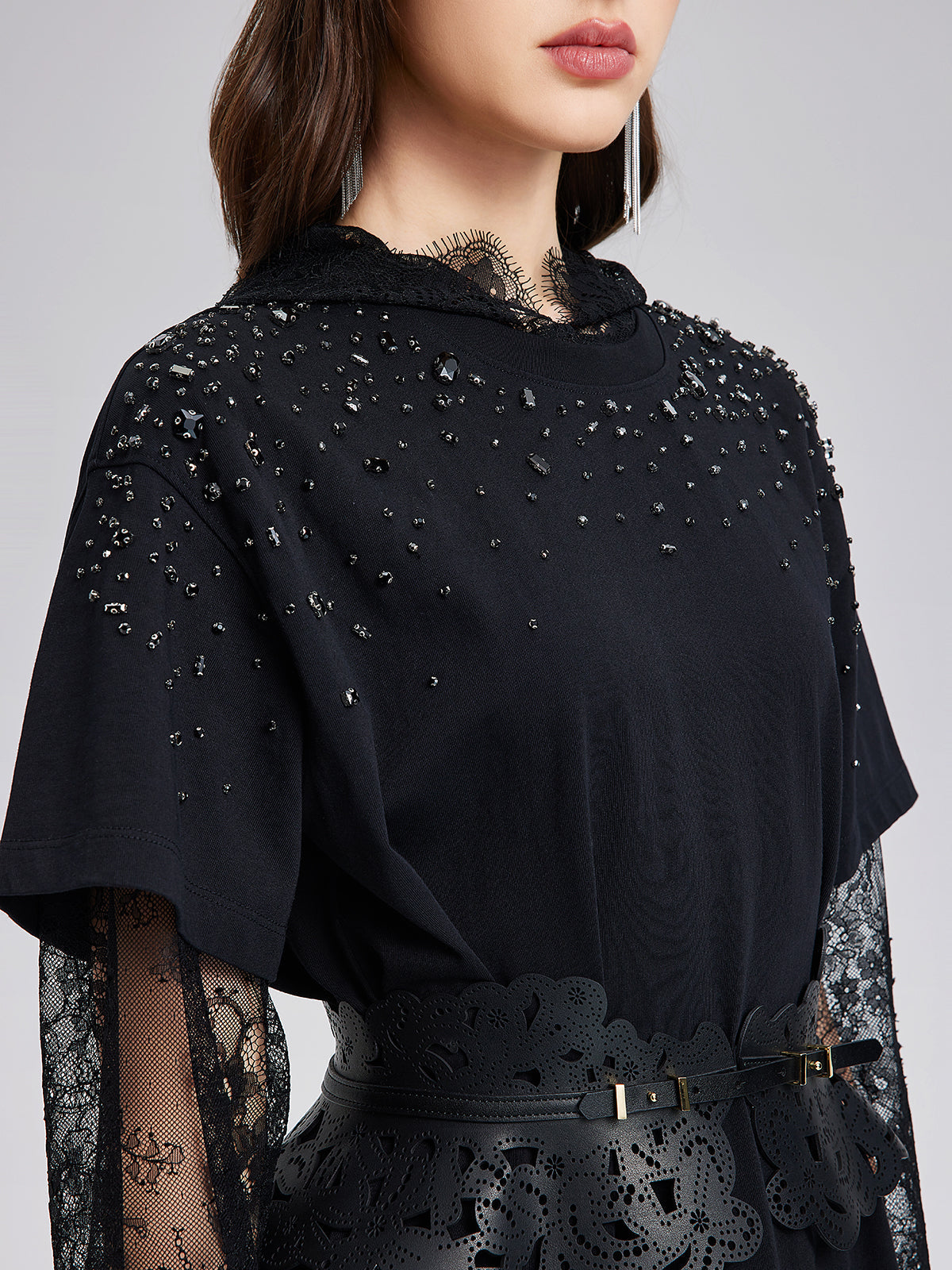 Hand-Beaded Washed Knit Dress