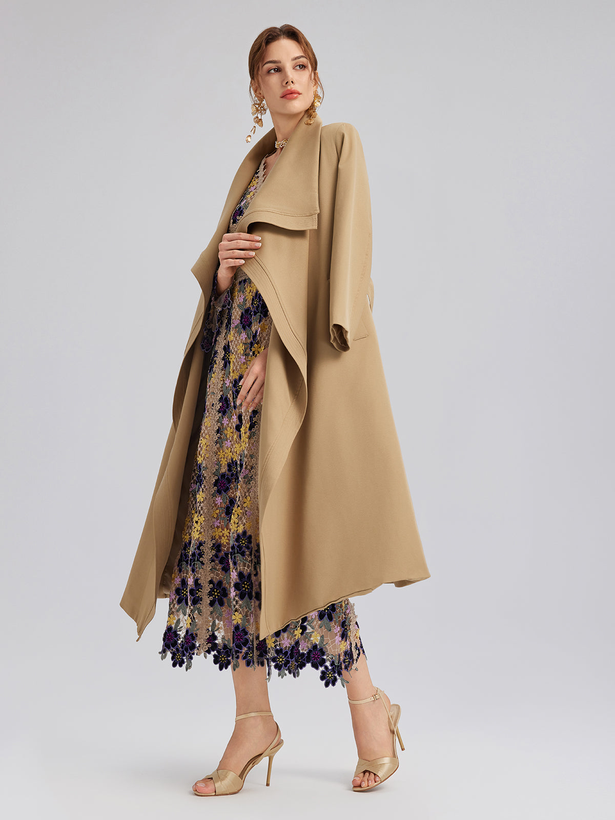 Multicolor Floral Embroidered Lace Dress