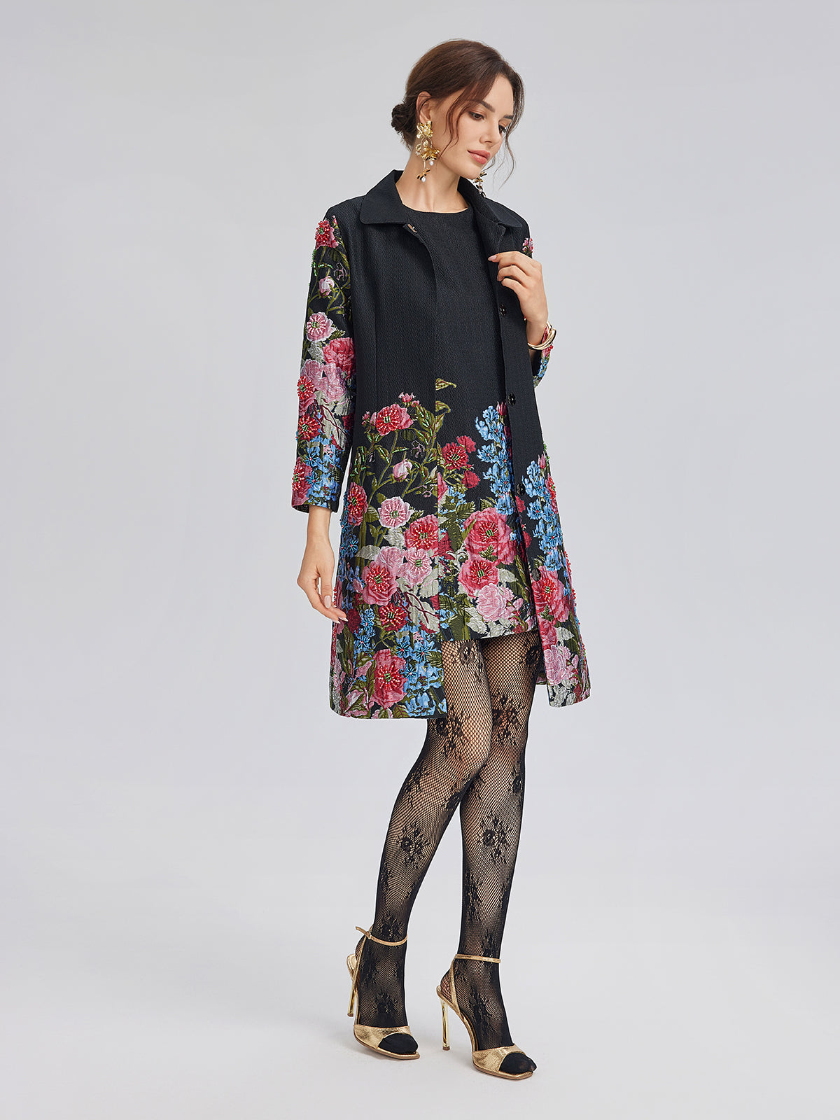 Limited Handcrafted 3D Beaded Floral Dress