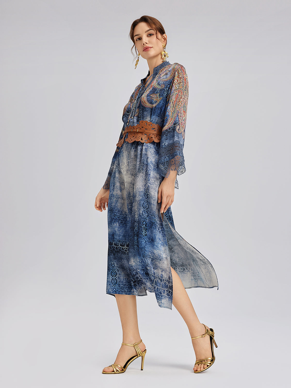 100% Silk Paisley Tie-Dye Dress