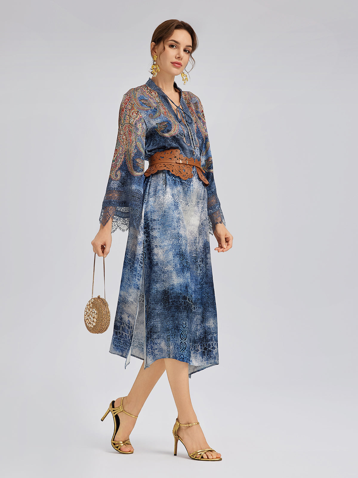 100% Silk Paisley Tie-Dye Dress