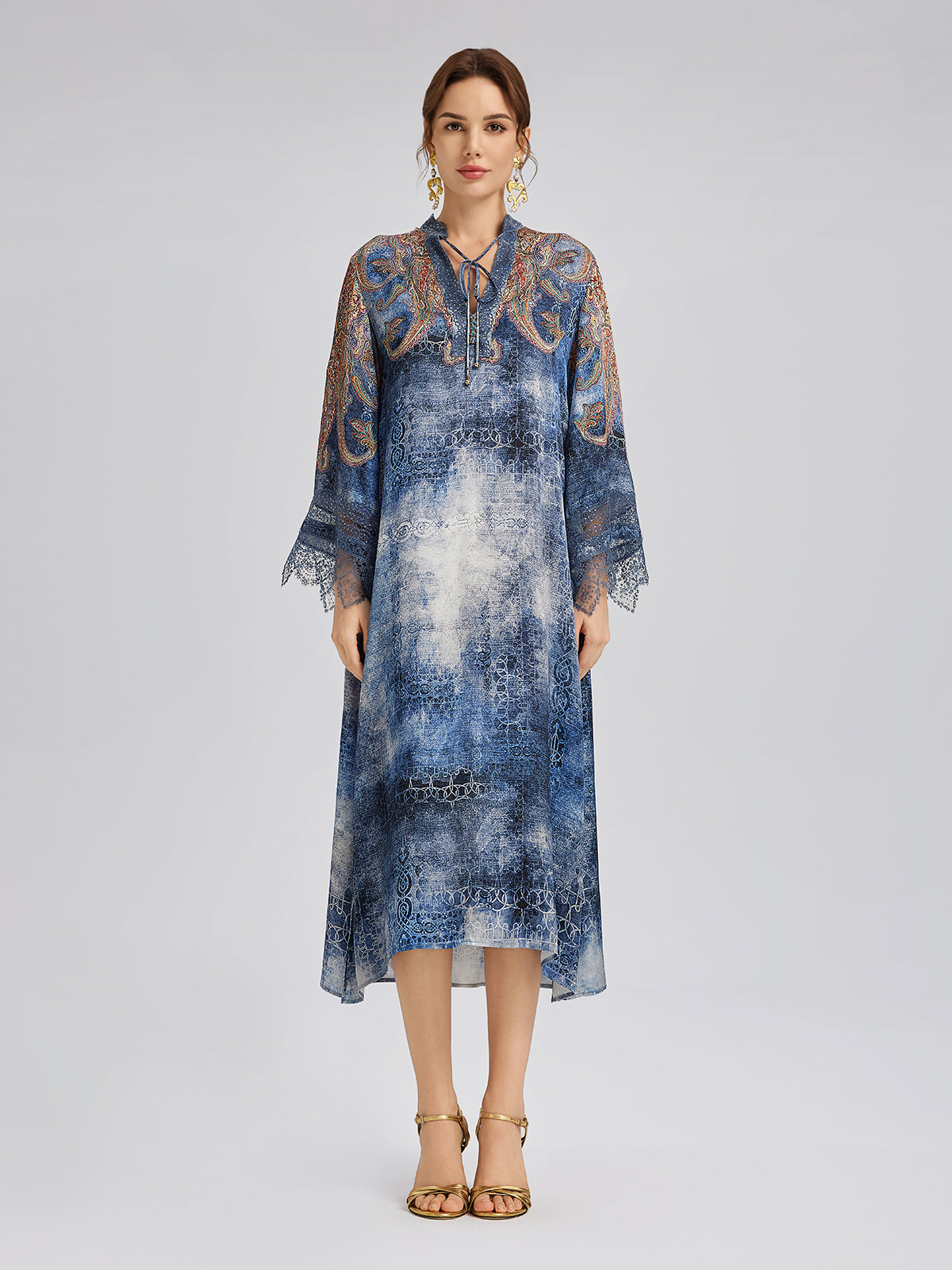 100% Silk Paisley Tie-Dye Dress