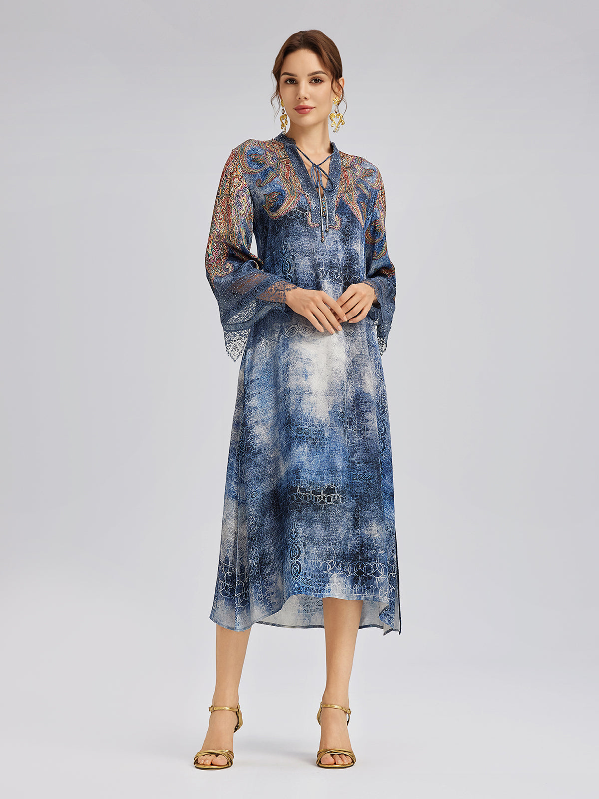 100% Silk Paisley Tie-Dye Dress