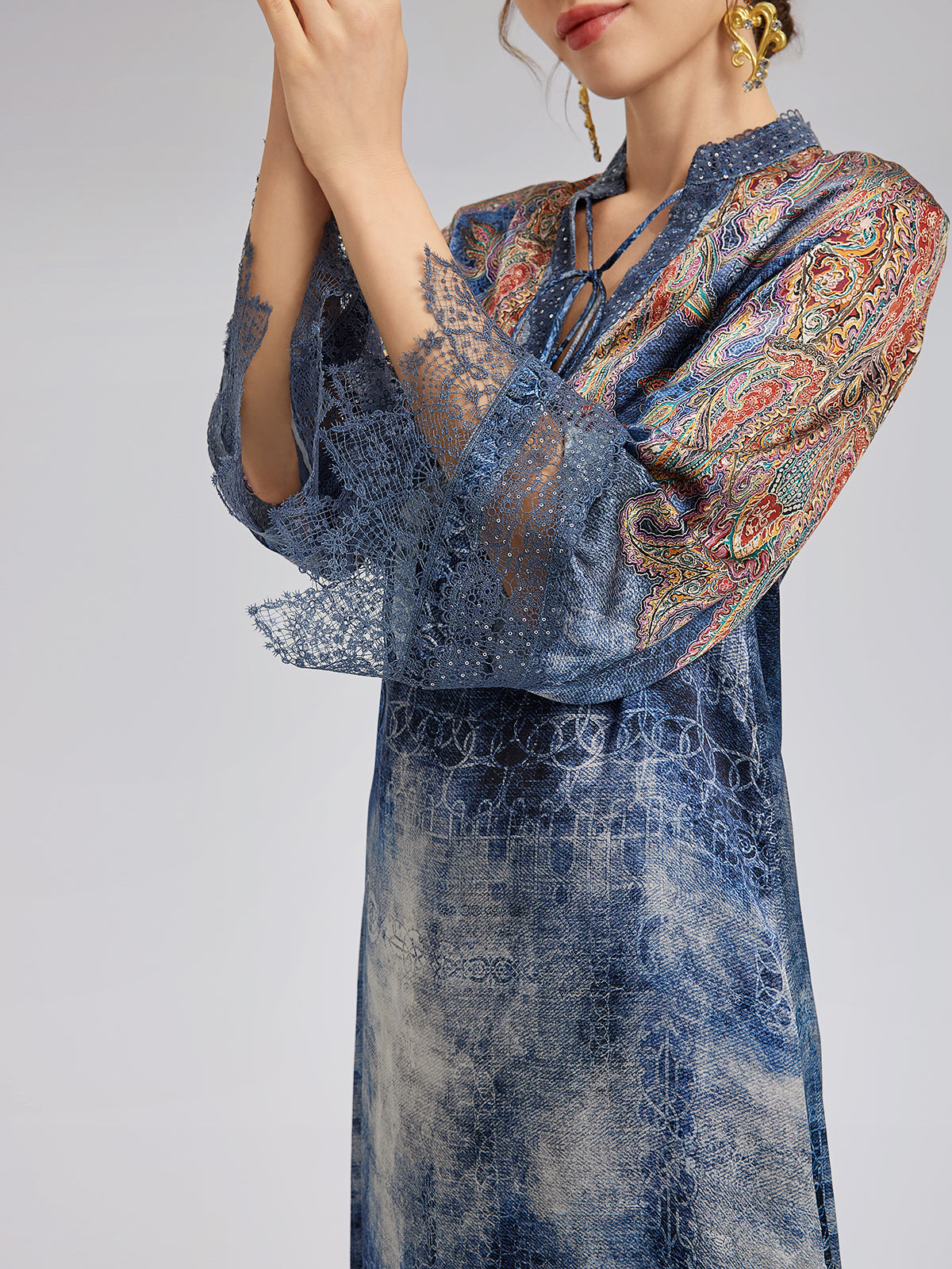 100% Silk Paisley Tie-Dye Dress