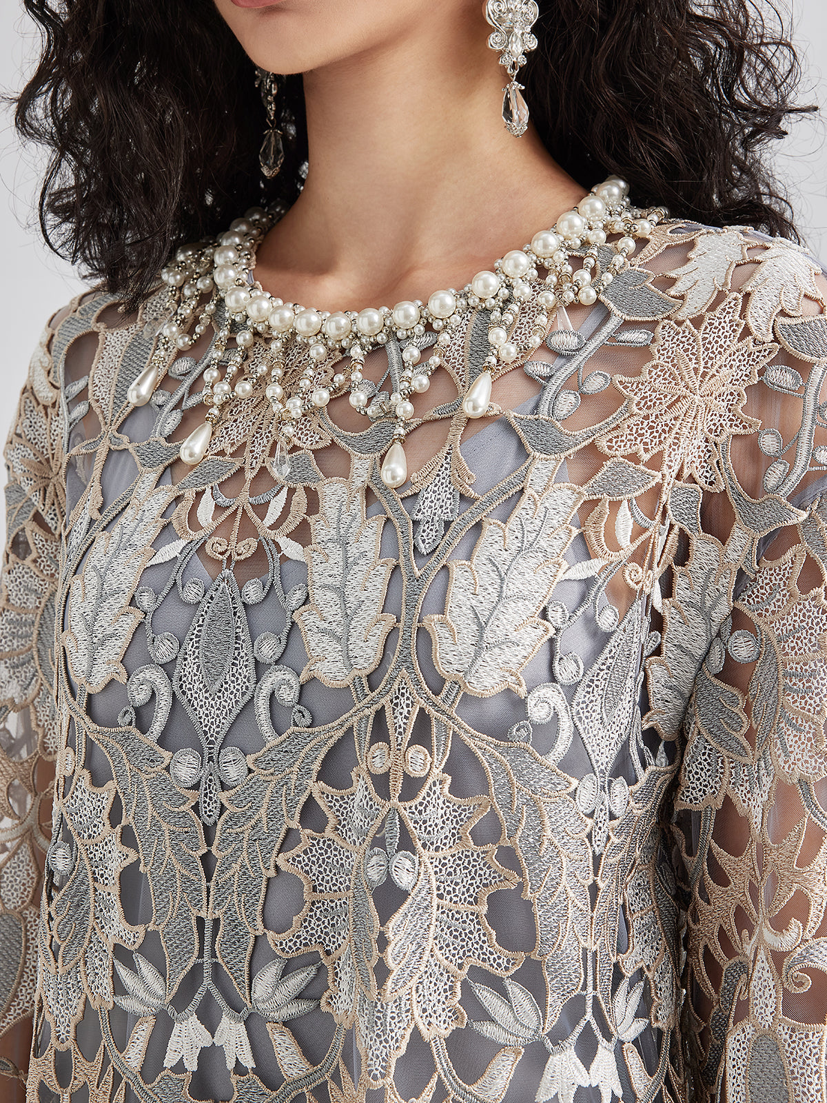 Custom Baroque Relief Embroidered Bead Dress