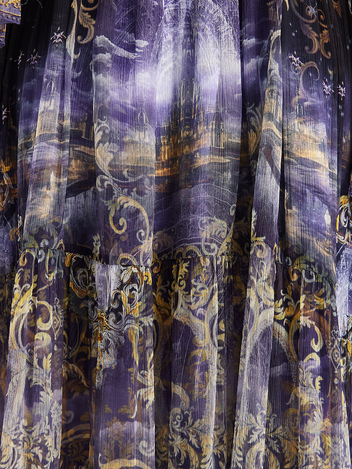 Silk Crystal-Embellished Baroque Print Dress