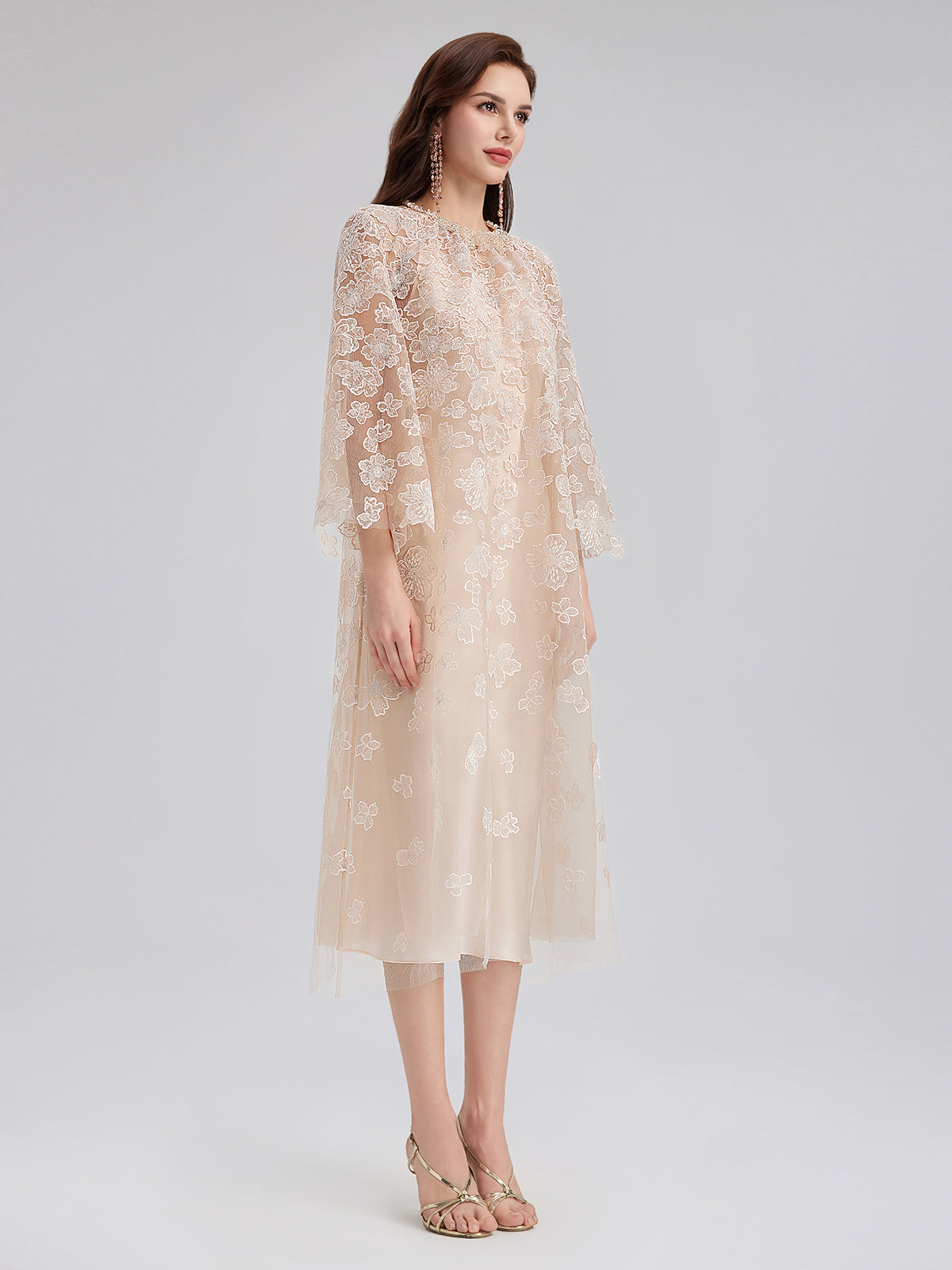 Hand-Beaded Cutwork Embroidery Dress