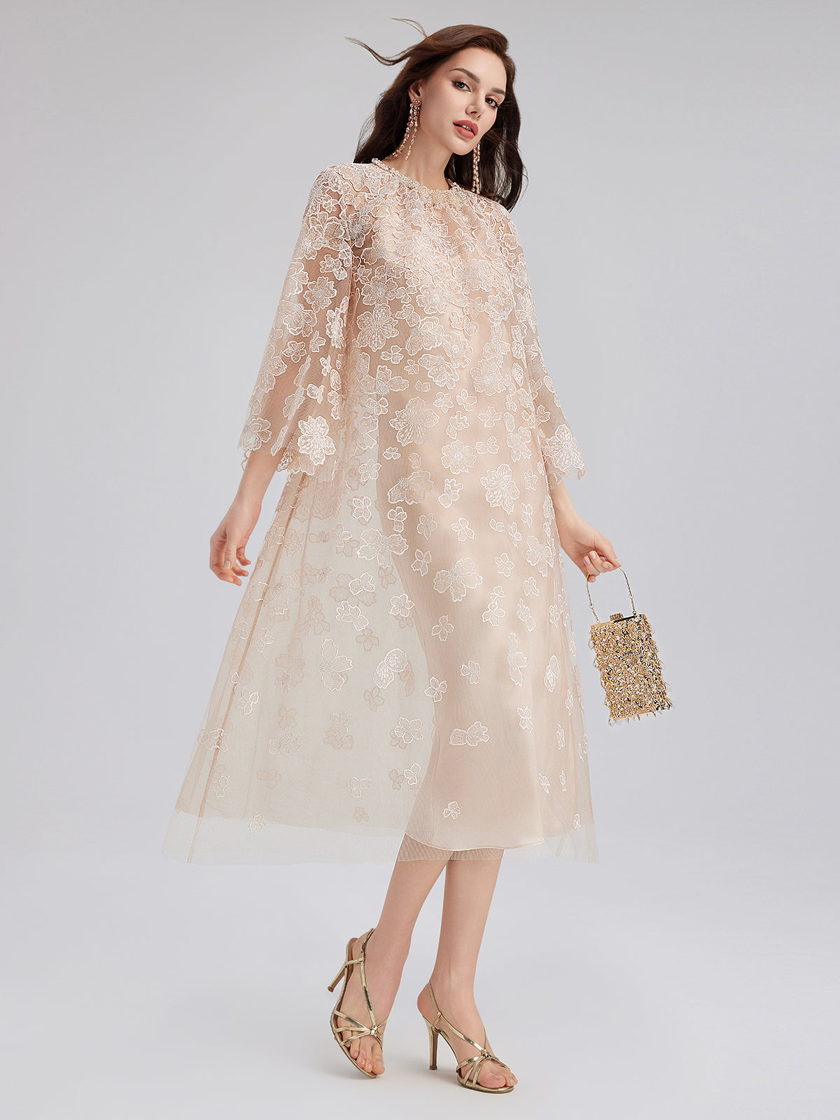 Hand-Beaded Cutwork Embroidery Dress