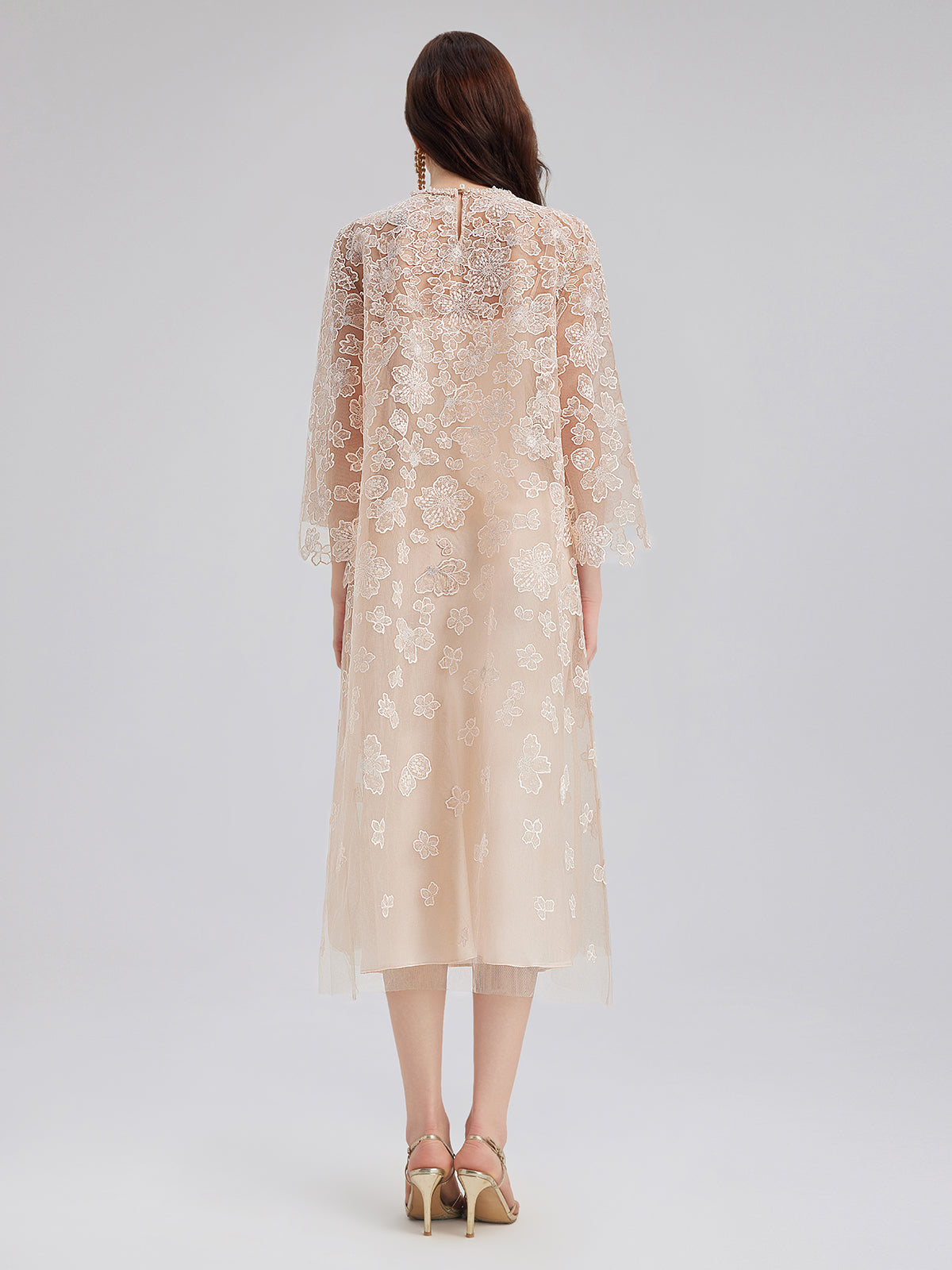 Hand-Beaded Cutwork Embroidery Dress