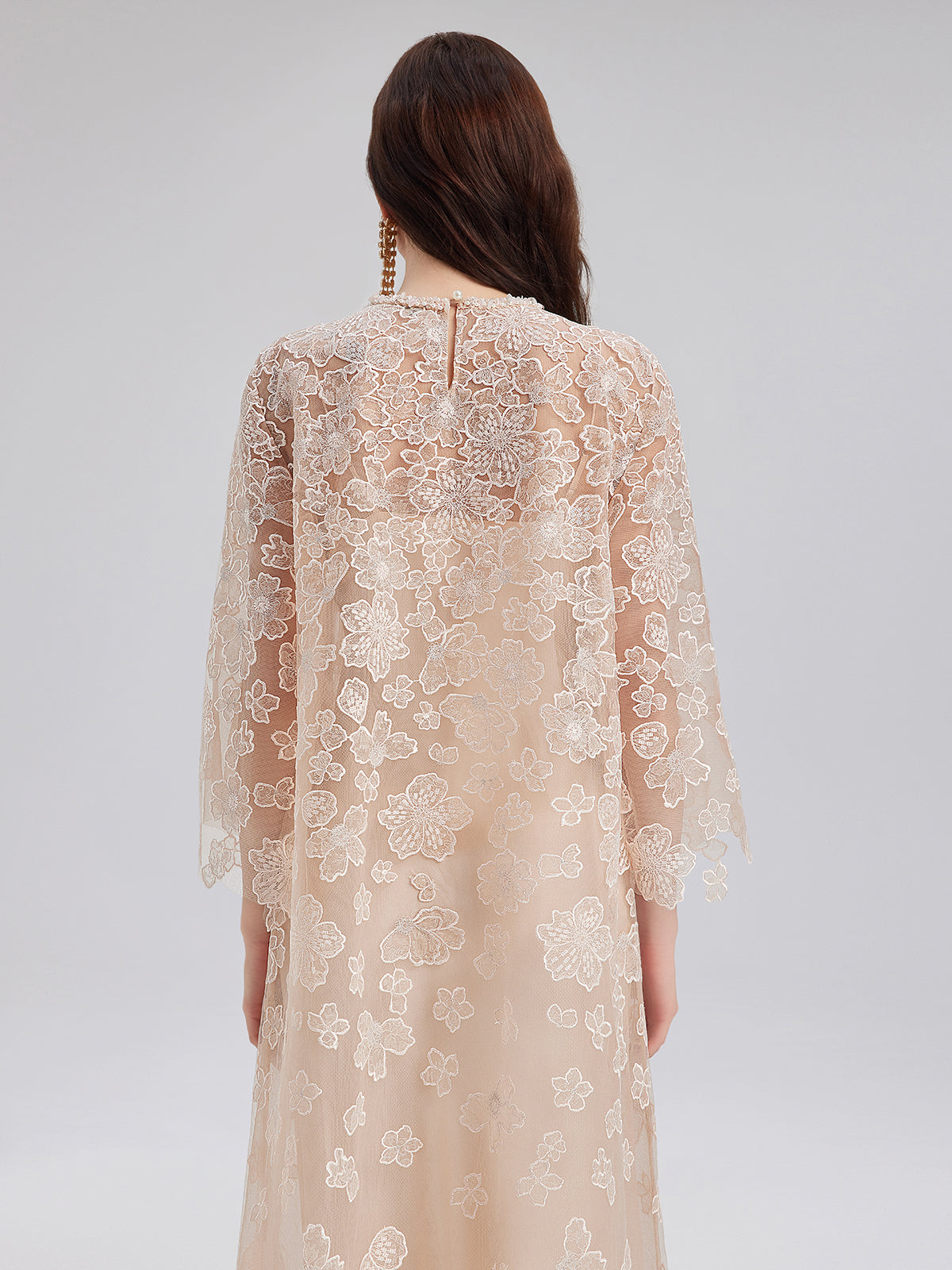 Hand-Beaded Cutwork Embroidery Dress