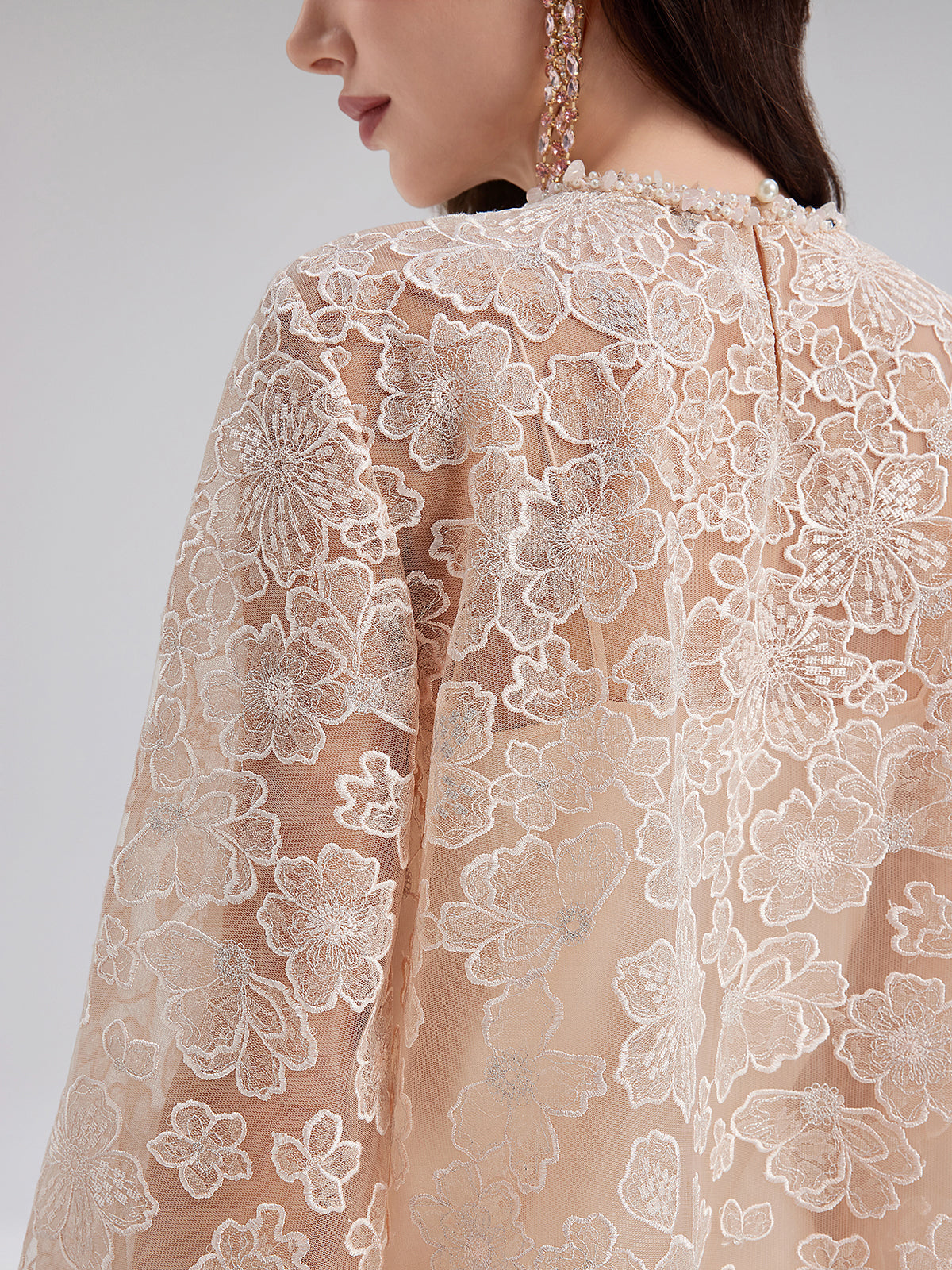 Hand-Beaded Cutwork Embroidery Dress
