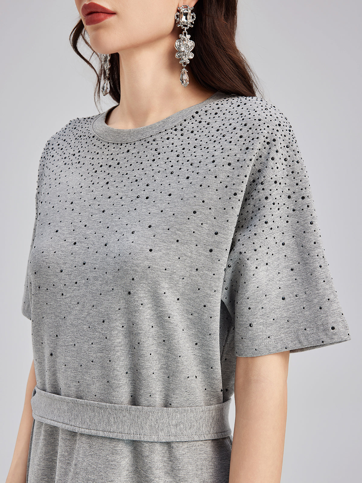 Rhinestone Embellished Casual Dress