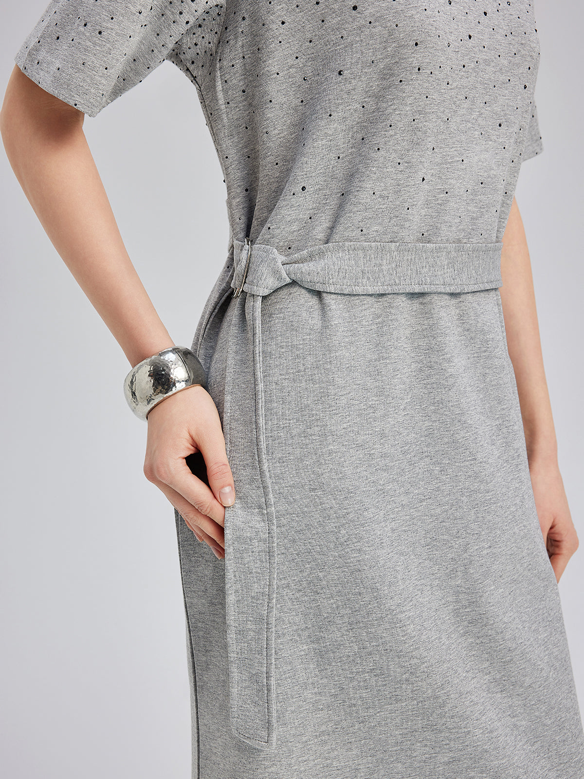 Rhinestone Embellished Casual Dress
