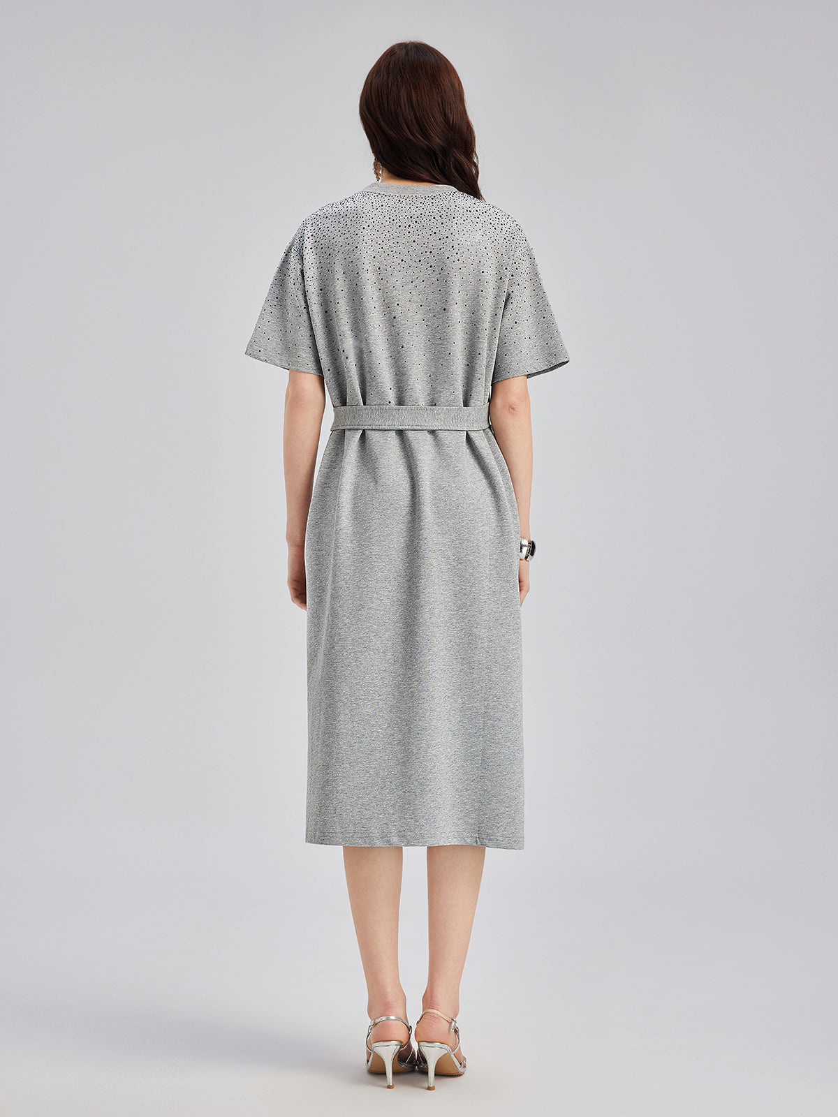 Rhinestone Embellished Casual Dress
