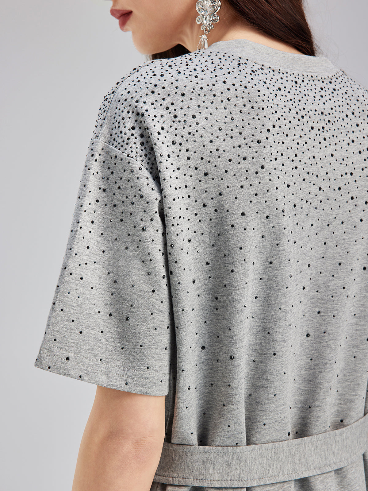 Rhinestone Embellished Casual Dress
