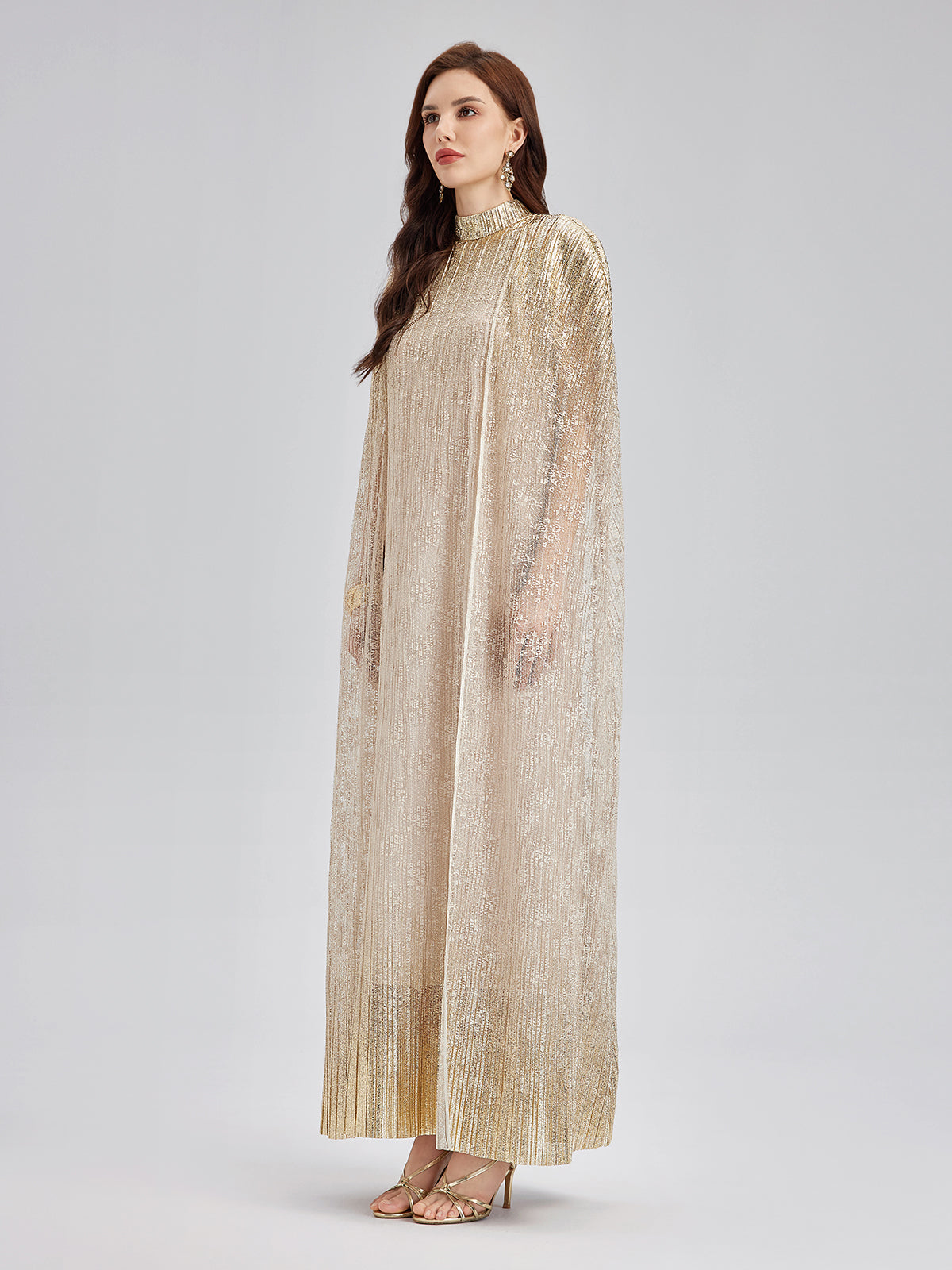 Gold Lace Dress & Cape Gown