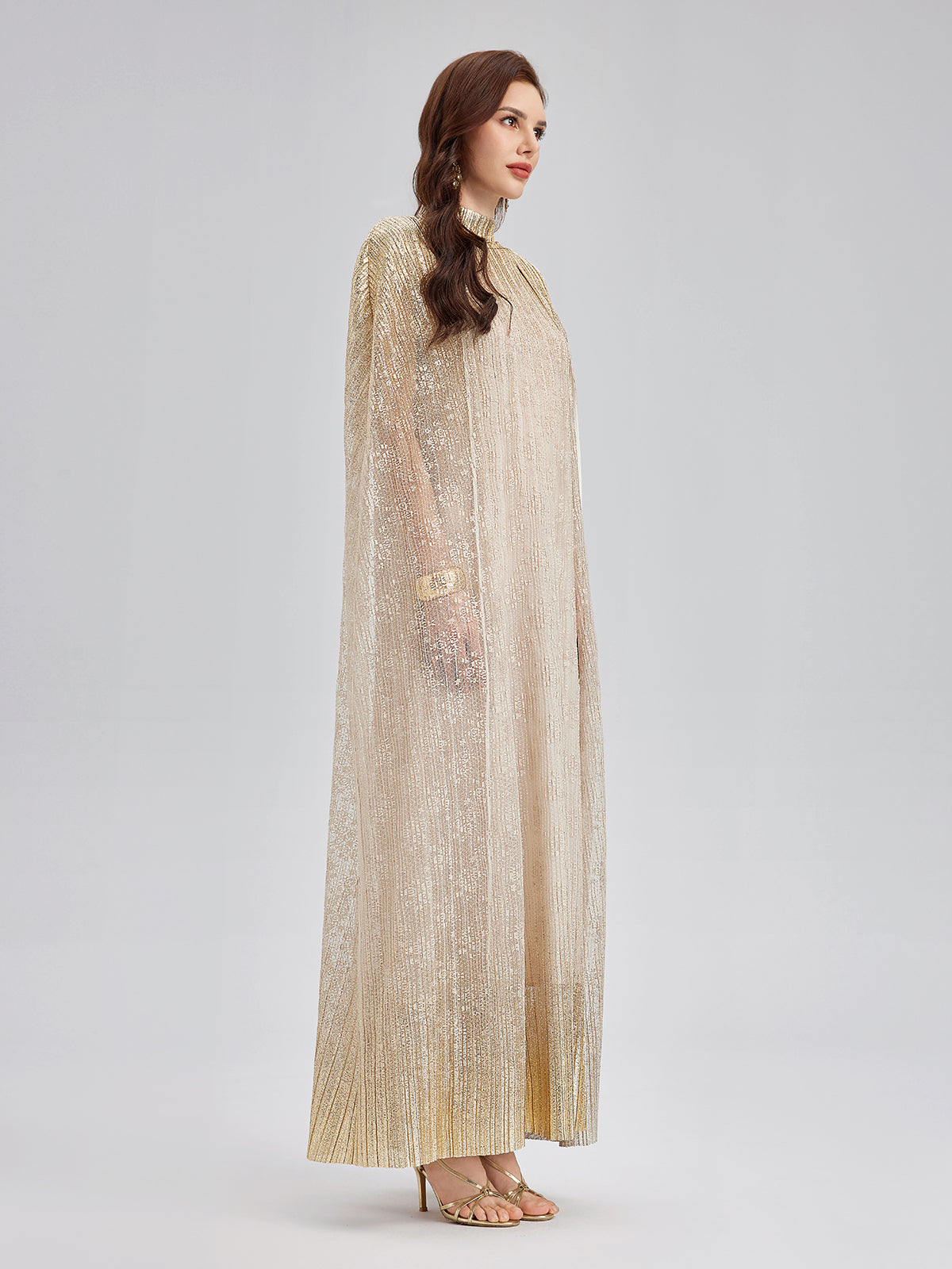 Gold Lace Dress & Cape Gown